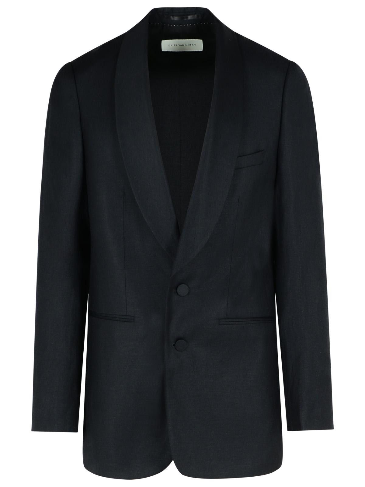Dries Van Noten DRIES VAN NOTEN 'Bartux' Black Wool Blend Blazer Size US XL / EU 56 / 4 - 1 Thumbnail