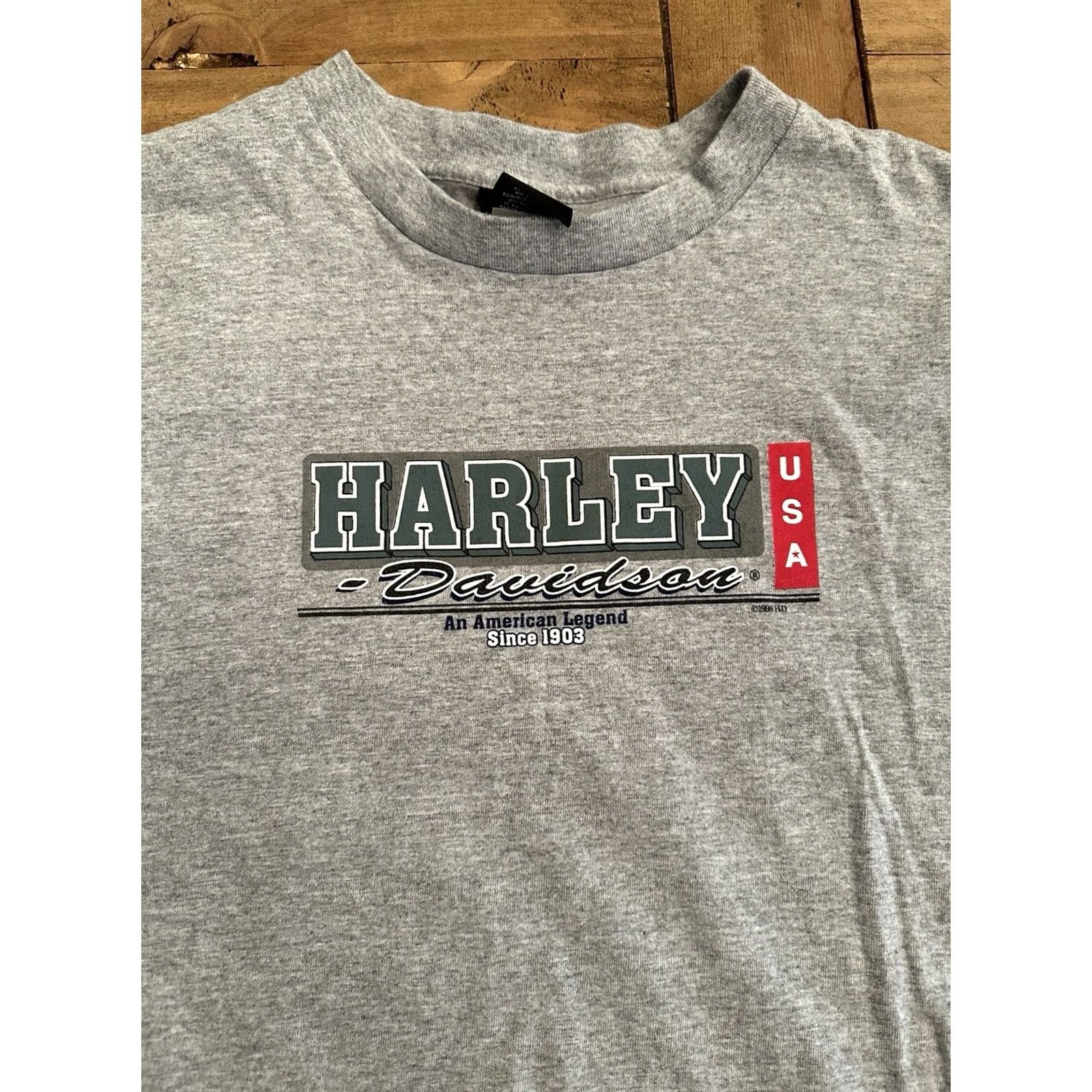 Harley Davidson VINTAGE Harley-Davidson T-Shirt 2XL Gray Short Sleeve Crew Neck Men Classic 80s Biker Motorcycle EUC Size US XXL / EU 58 / 5 - 3 Thumbnail