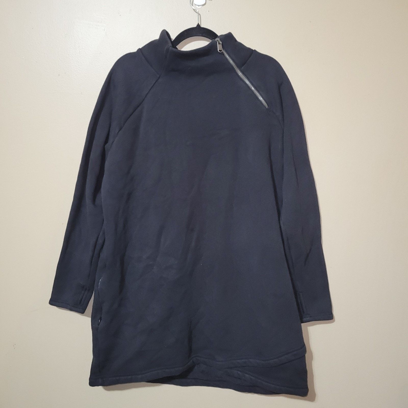 Athleta Athleta Cozy Zip Fleece Tunic Sweatshirt Dress SZ XL Black Size XL / US 12-14 / IT 48-50 - 1 Thumbnail