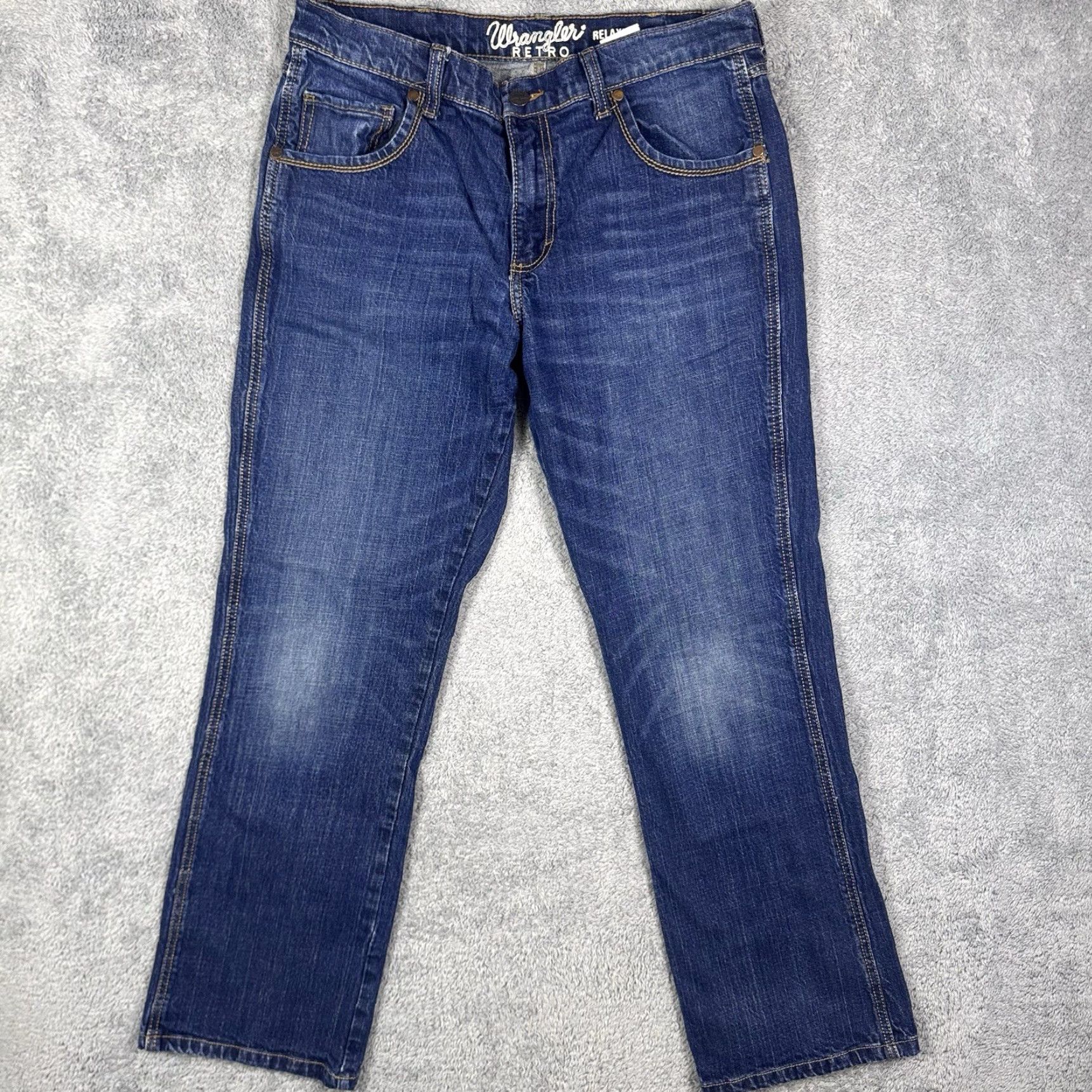 Wrangler Wrangler Retro Jeans Mens 34x32 Relaxed Boot Jeans Cowboy Western Denim Dark Blue 5-Pocket Mens Size US 34 / EU 50 - 2 Thumbnail