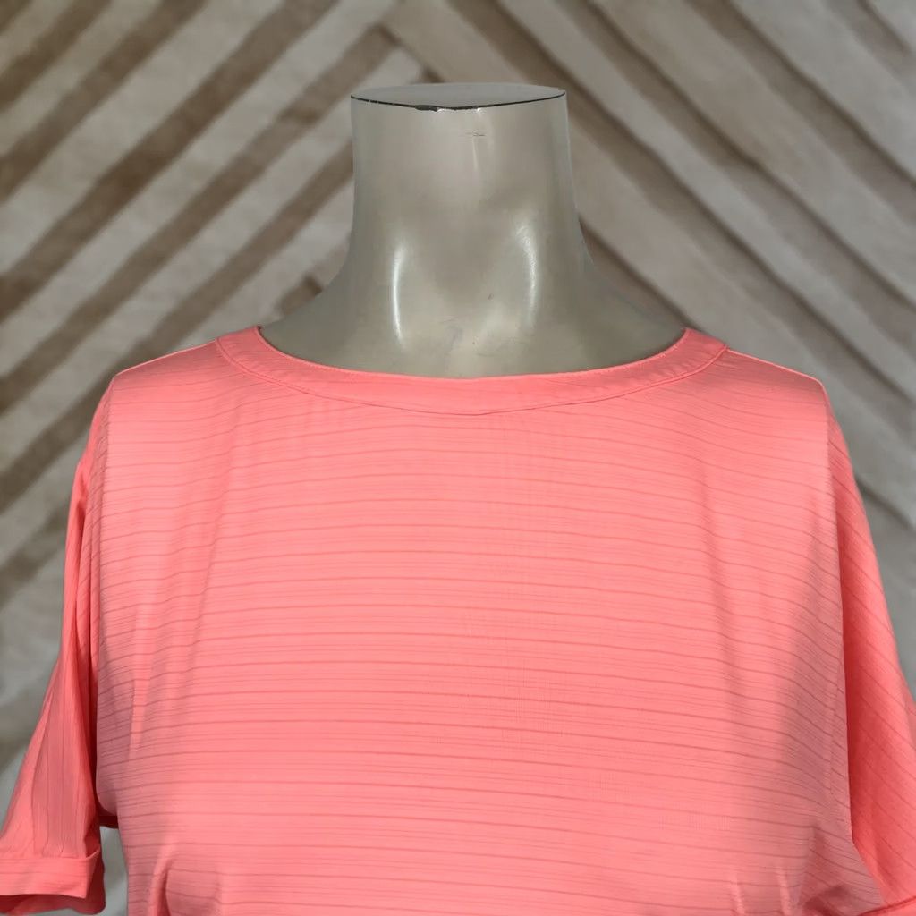 Pinko ZYIA WOMEN'S LARGE PINK RUMOR SHORT SLEEVE OPEN BACK ACTIVE TOP SHIRT Size L / US 10 / IT 46 - 1 Thumbnail