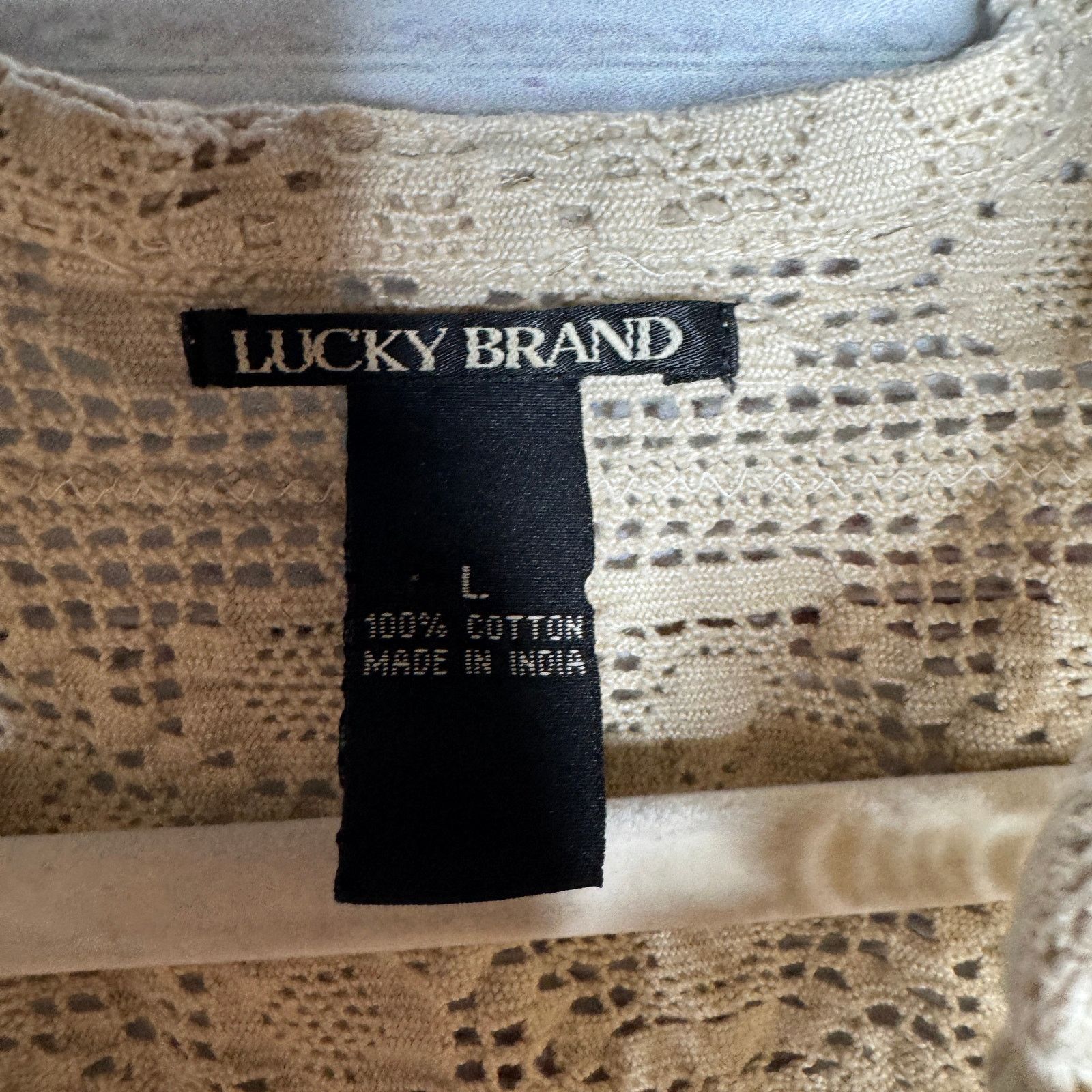 Lucky Brand Lucky Brand Tan Long Sleeve Floral Top Lg Size L / US 10 / IT 46 - 2 Thumbnail