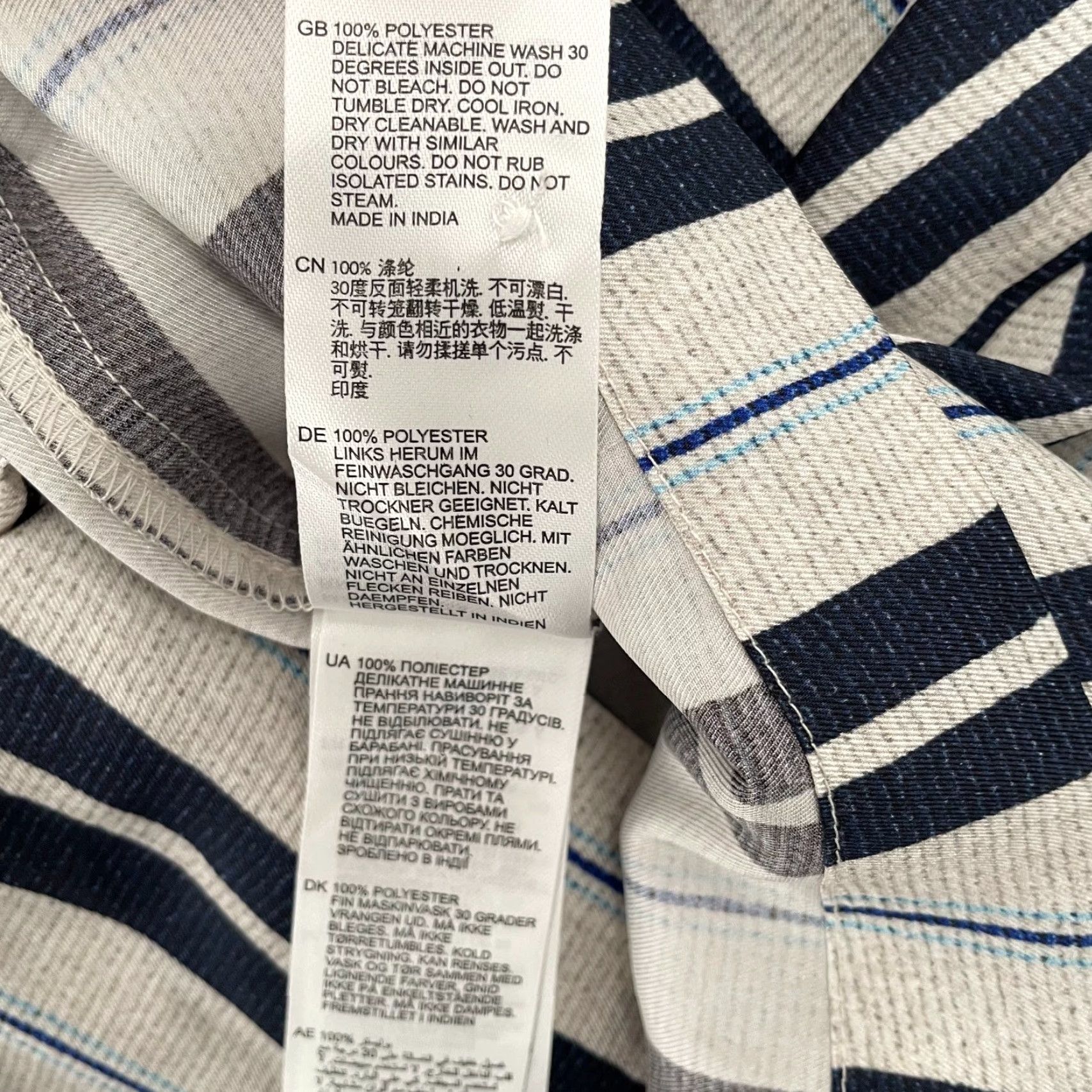 Reiss Reiss Shirt Adult XL White Navy Button Up Short Sleeve Wide Stripe Print Cuban Size US XL / EU 56 / 4 - 7 Thumbnail