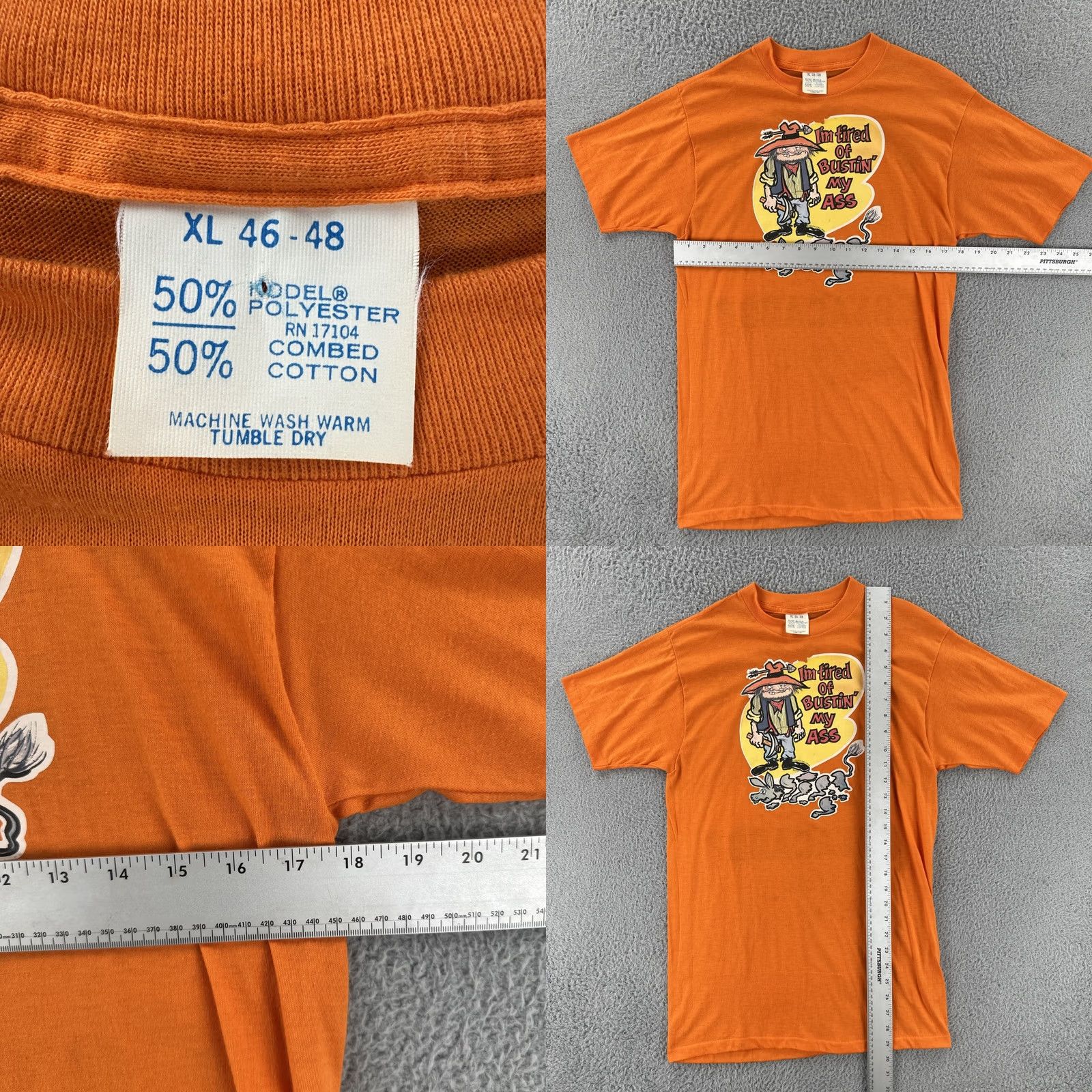 Vintage VINTAGE Unbranded T-Shirt XL Orange 50/50 Kodel Polyester Cotton Crew Neck Short Sleeve Mens 70s 80s Made in USA EUC Size US XL / EU 56 / 4 - 8 Thumbnail