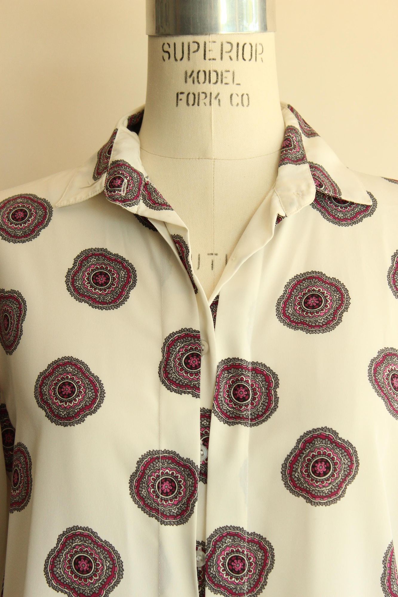 Vintage Vintage 1980s 1990s Blouse, Collection White and Purple Mand Size M / US 6-8 / IT 42-44 - 3 Thumbnail