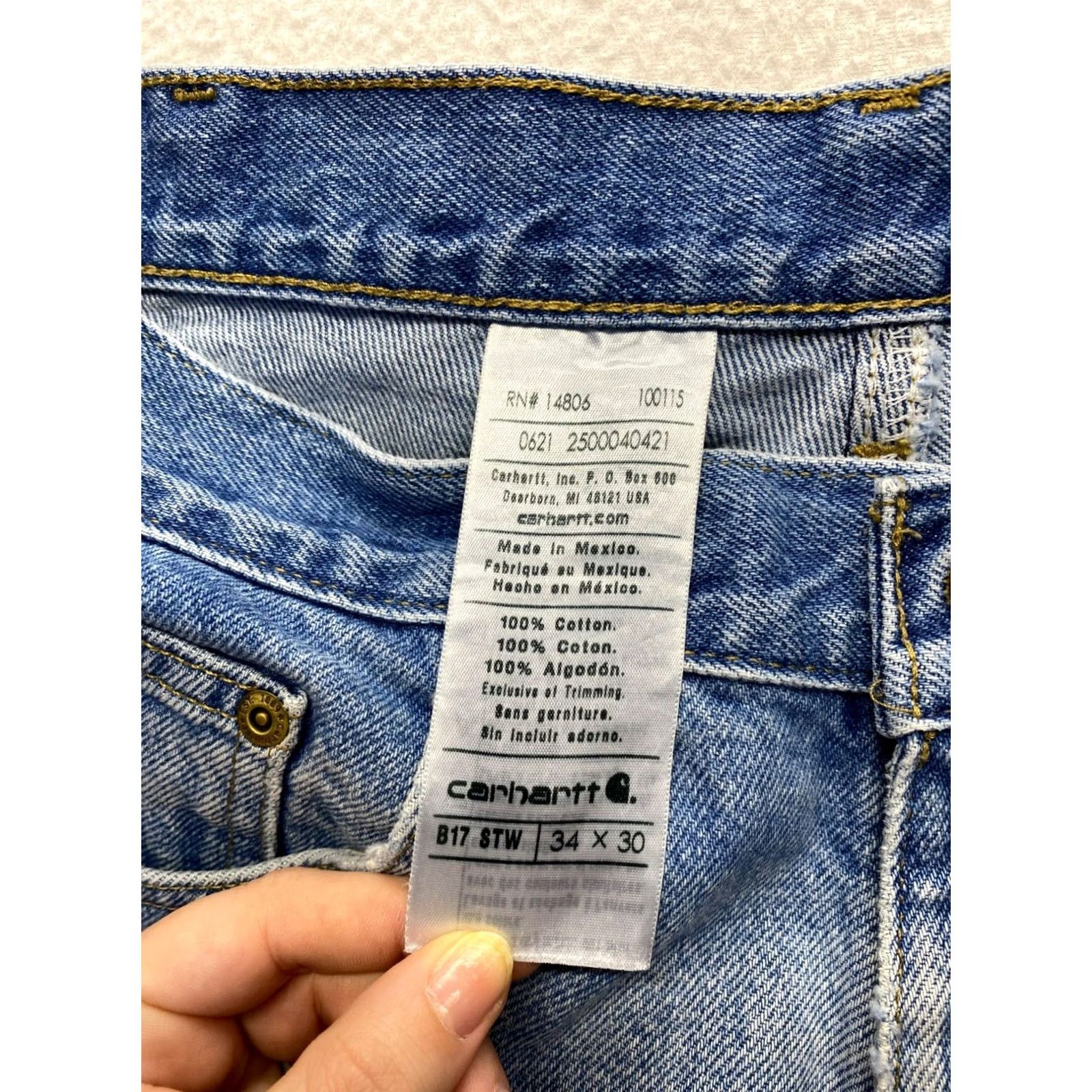 Carhartt Carhartt Jeans Mens 34x30 Blue Denim Relaxed Fit Straight 5-Pocket Size US 34 / EU 50 - 6 Thumbnail