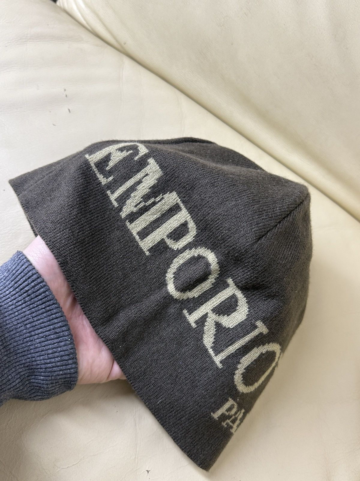 Emporio Armani Emporio Armani Parfums Beanie Hat Brown Big Logo Size ONE SIZE - 3 Thumbnail