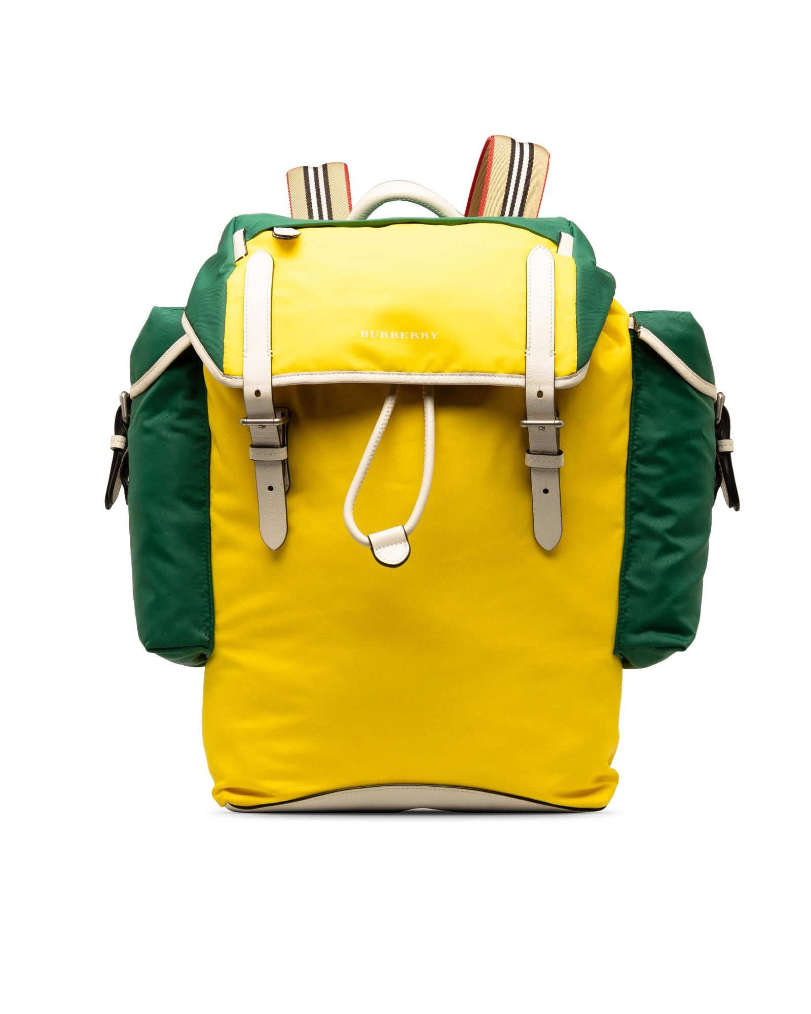 image of Burberry Nylon Colorblock Drawstring Backpack in Yellow, Women's