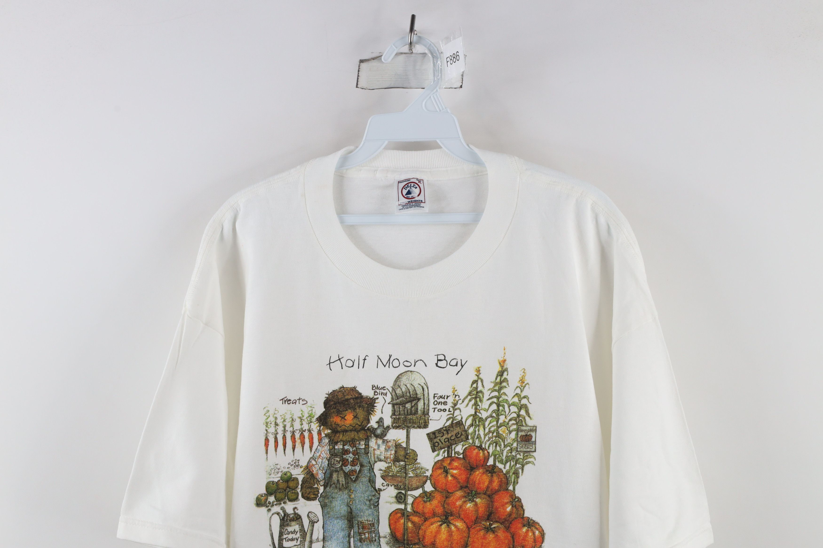 Vintage Vintage 90s Streetwear Pastornios Scarecrow Pumpkin T-Shirt Size XL / US 12-14 / IT 48-50 - 2 Thumbnail