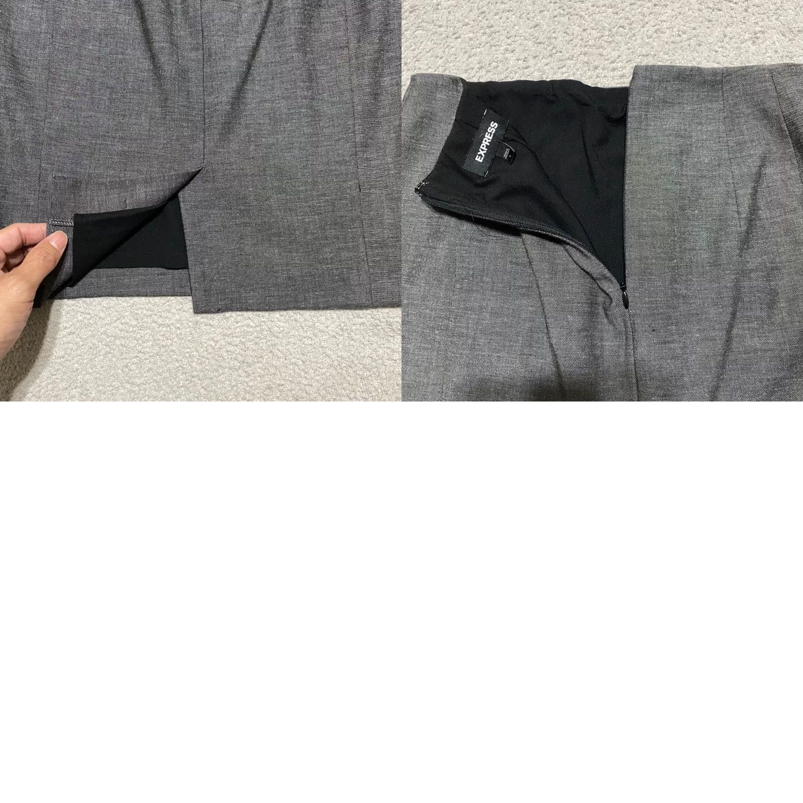 Express Express Skirt 6 Gray Pencil Straight Lined Pockets Zip Business Casual Formal 6 Size 28" / US 6 / IT 42 - 8 Thumbnail