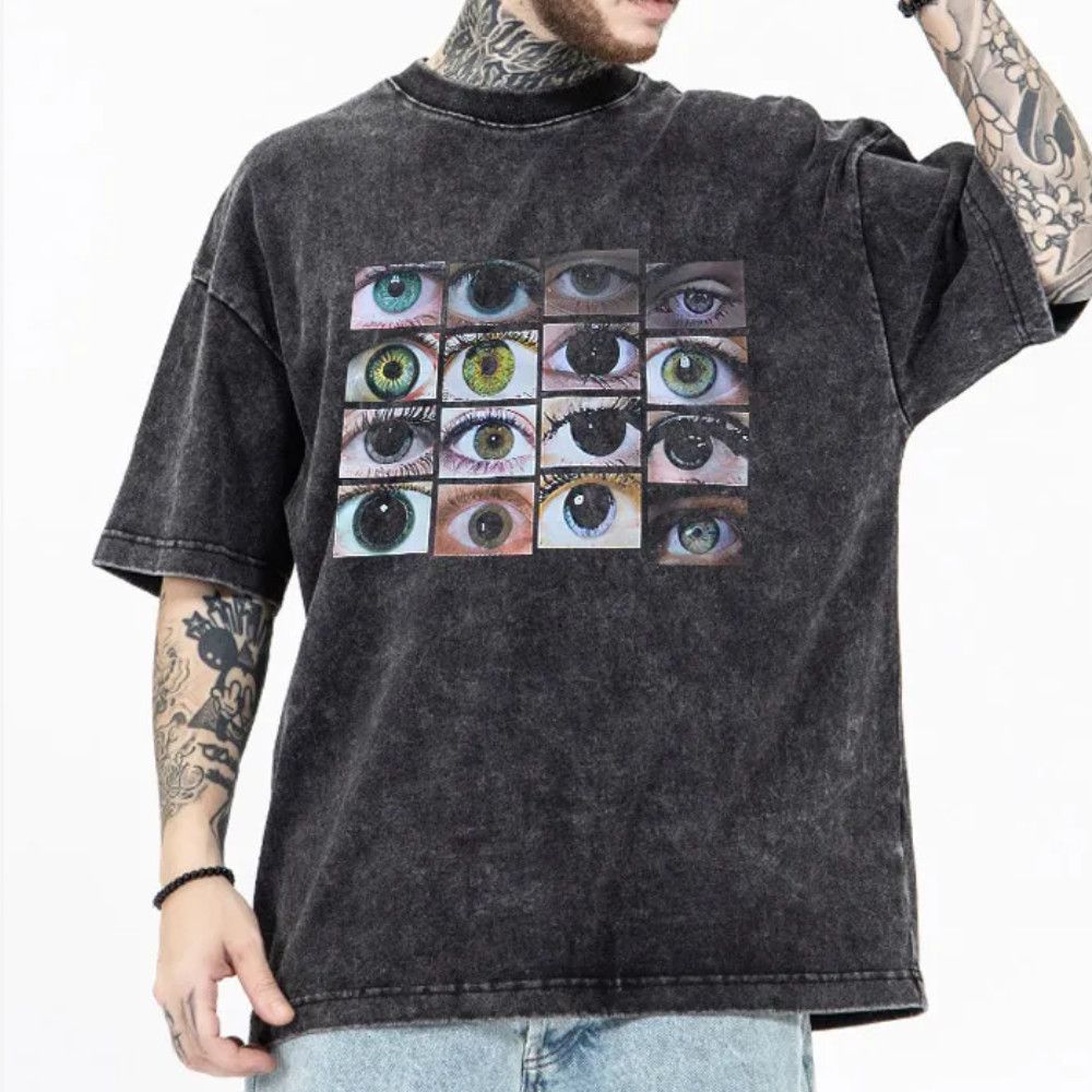Vintage Black Bleached Graphic Eye Print T-Shirt Size US M / EU 48-50 / 2 - 2 Thumbnail