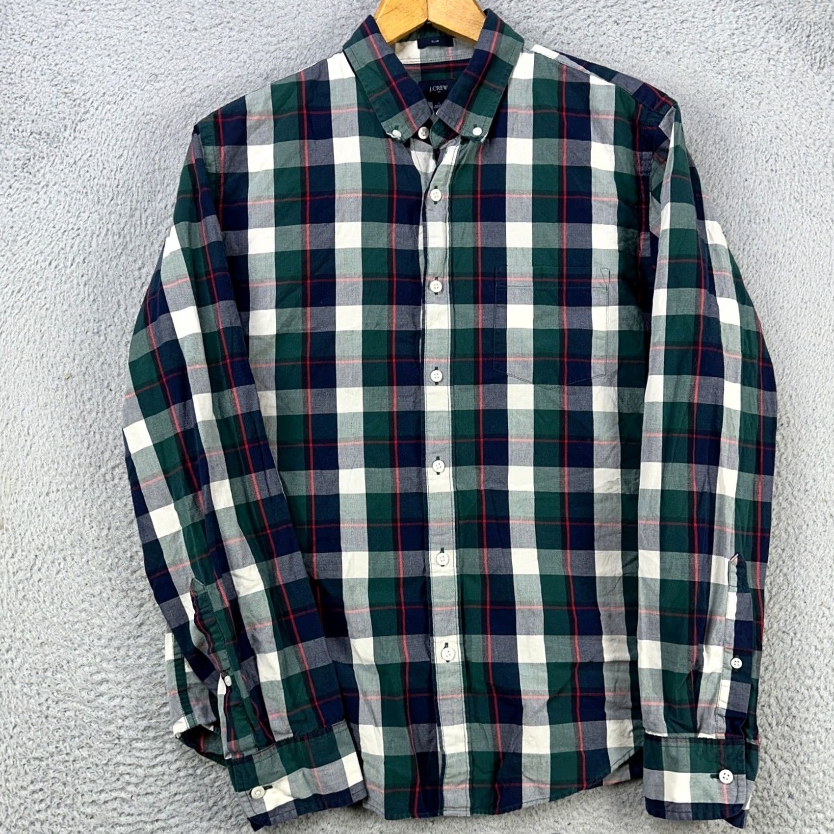 J.Crew J Crew Button Down Shirt Mens Large Blue Green Plaid Slim Fit Pocket Long Sleeve Size US L / EU 52-54 / 3 - 2 Thumbnail