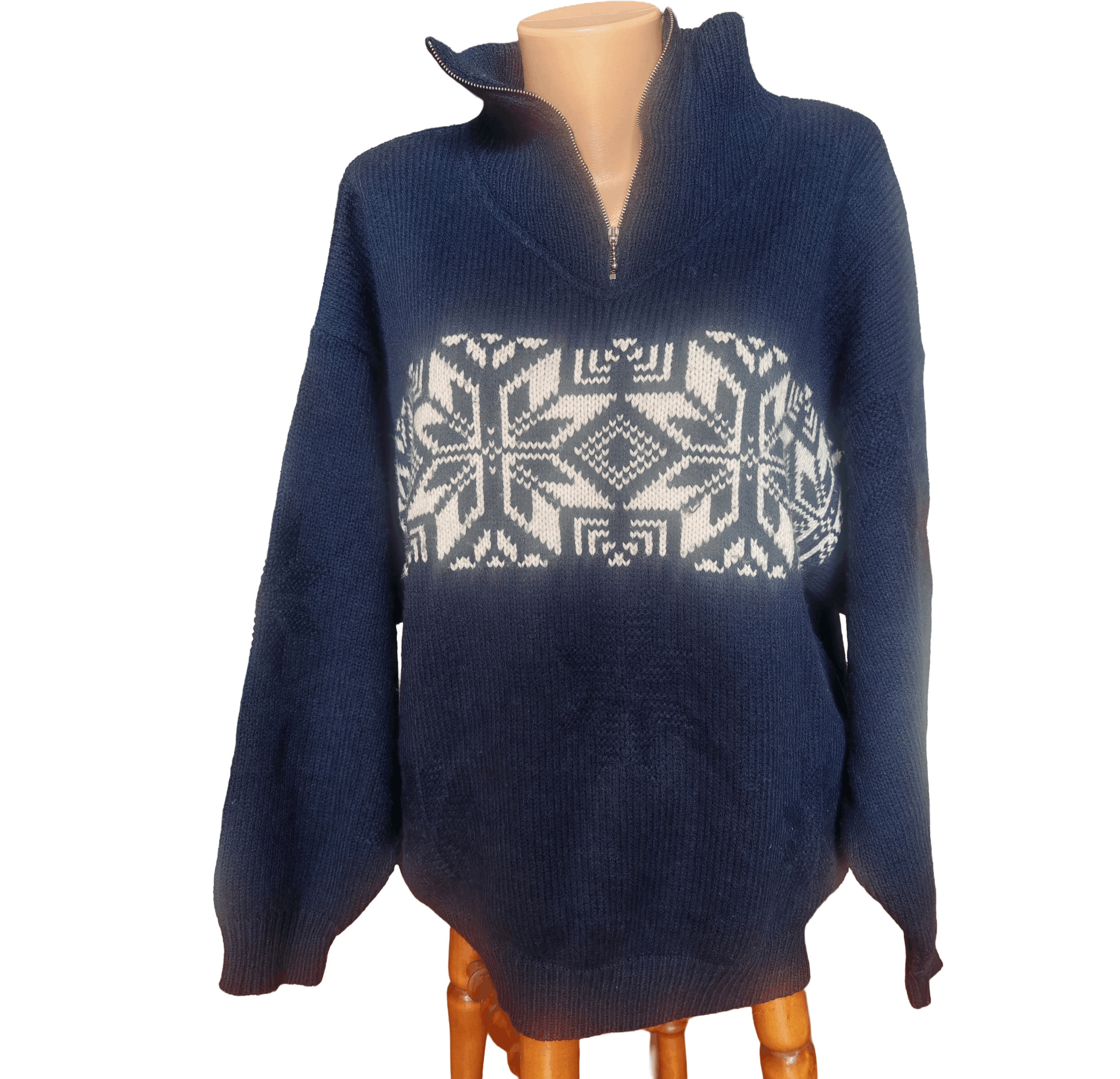 Other Vintage 90s Navy Blue Men's Sweater Zip Up Neck Size US L / EU 52-54 / 3 - 1 Thumbnail
