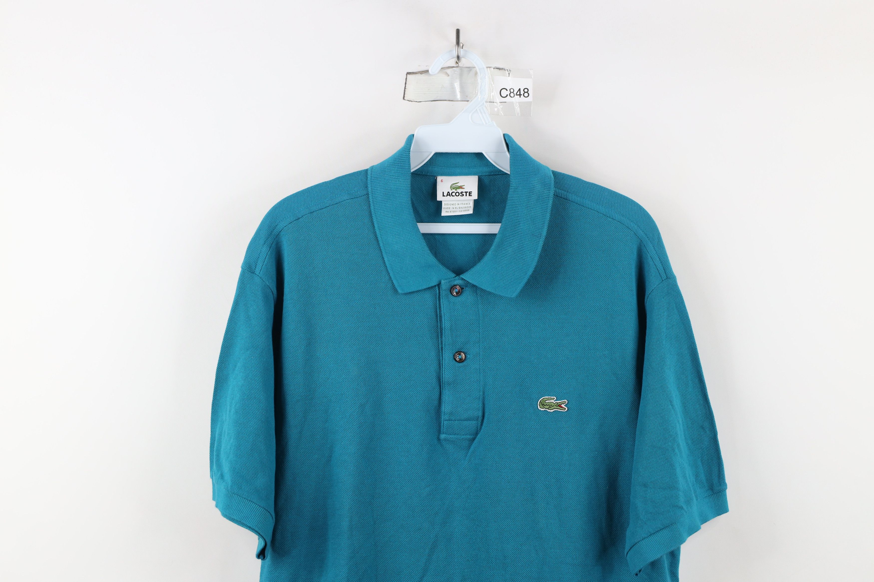 Lacoste × Vintage Lacoste Croc Logo Pique Cotton Golf Tennis Polo Teal Size US XL / EU 56 / 4 - 2 Thumbnail