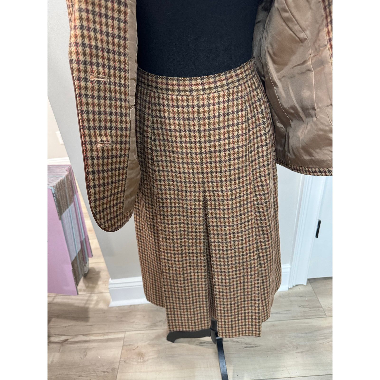 Other Vintage Houndstooth 100% Wool Skirt Suit Tailored Blazer - 9 Size S / US 4 / IT 40 - 5 Thumbnail