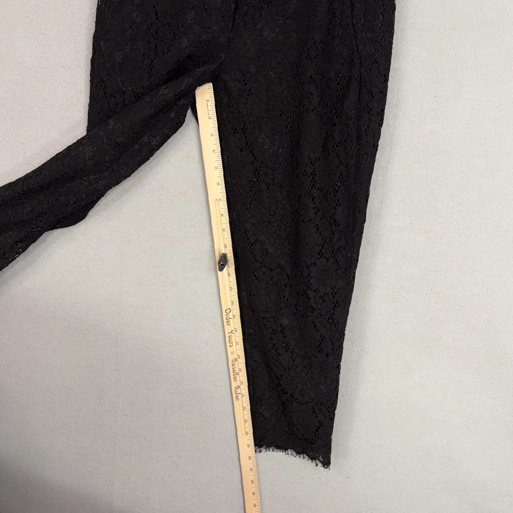 J.Crew J.CREW Pants Womens 4 Black Floral Lace Cropped Tapered Pull On Lined Dressy Size 27" / US 4 / IT 40 - 5 Thumbnail
