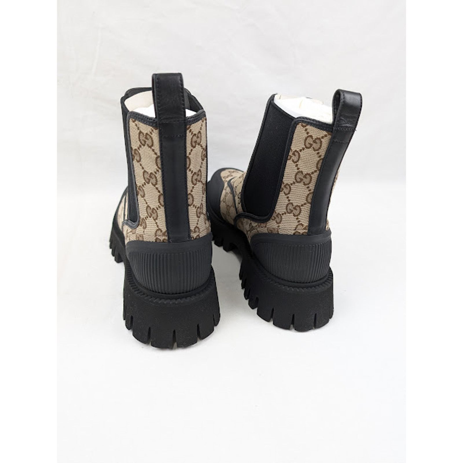 Gucci o1rshd1 Novo GG Canvas Chelsea Boots in Beige/Ebony Size US 11.5 / EU 44-45 - 16 Thumbnail
