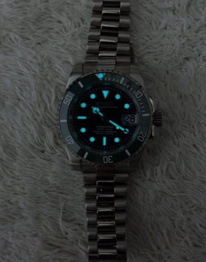 Japanese Brand Seiko Mod Submariner Date Starbucks Green Black Steel Watch Size ONE SIZE - 7 Thumbnail