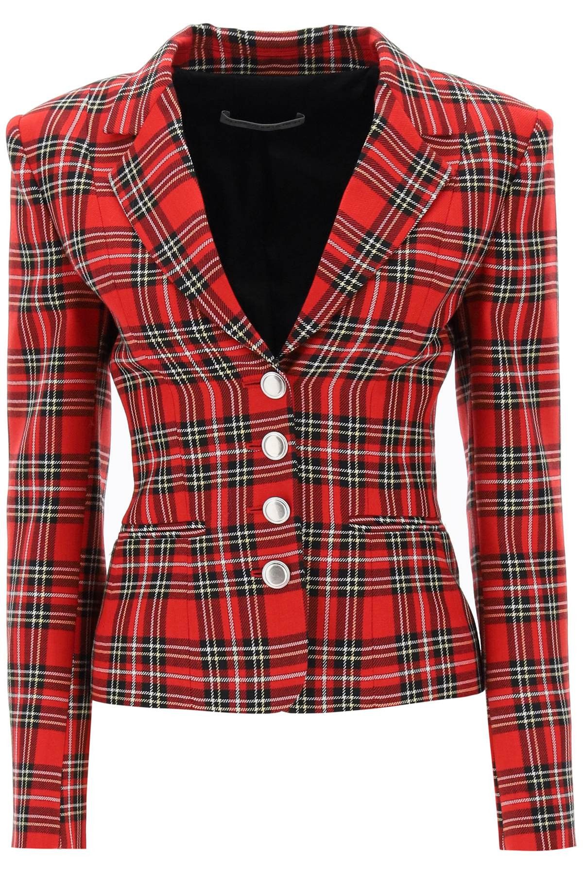 Alessandra Rich ALESSANDRA RICH Wool Single-Breasted Jacket With Tartan Motif Size S / US 4 / IT 40 - 1 Thumbnail