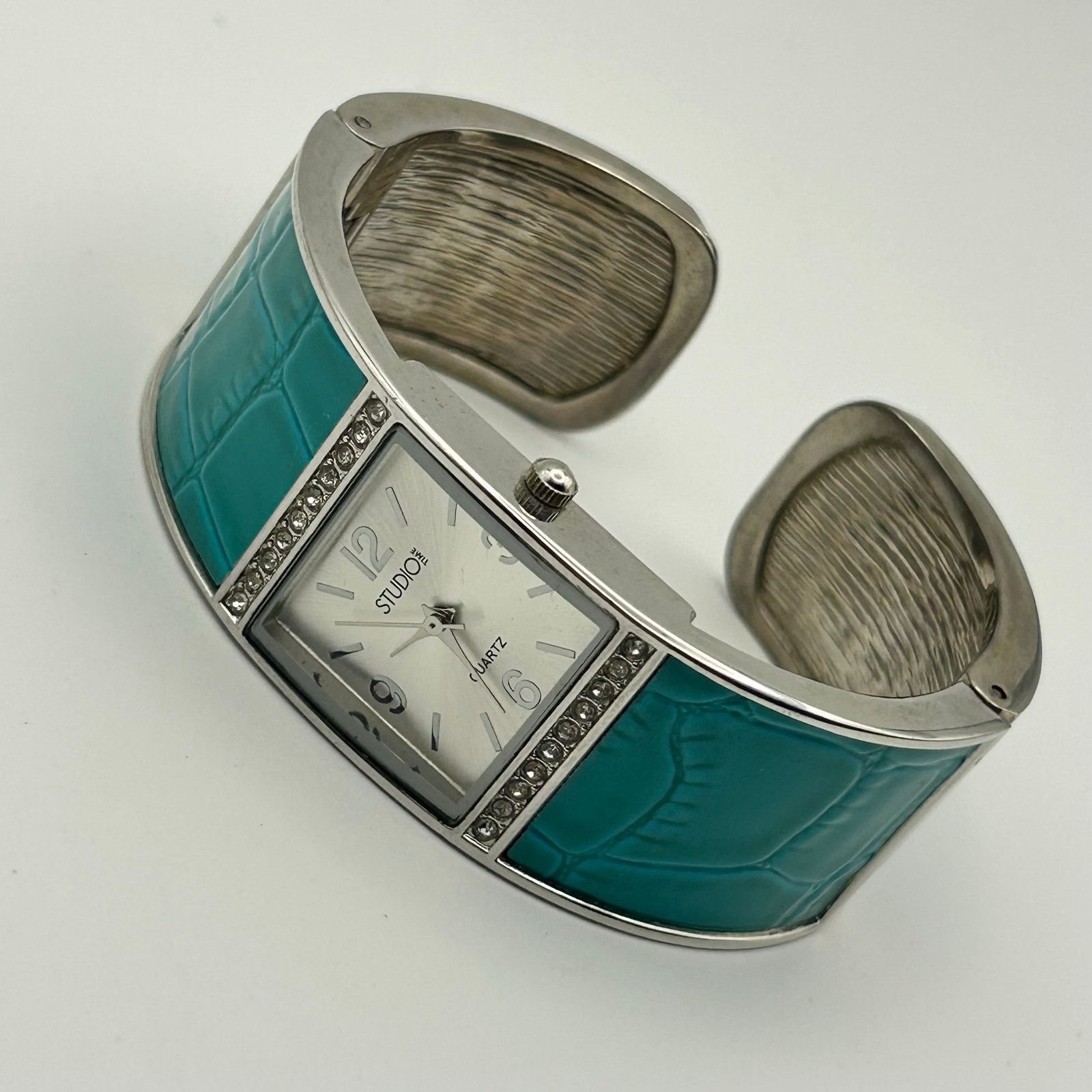 Other Studio Time Teal Silver Stainless Steel Womens Bangle Watch Size ONE SIZE - 4 Thumbnail