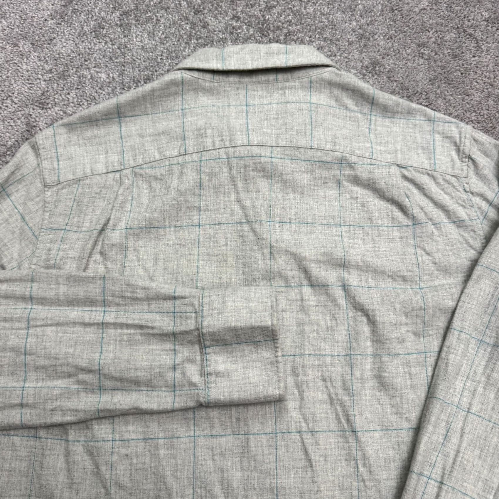 Bonobos Bonobos Slim Fit Cotton Windowpane Button Down shirt Mens Medium Gray Blue Check Size US M / EU 48-50 / 2 - 3 Thumbnail
