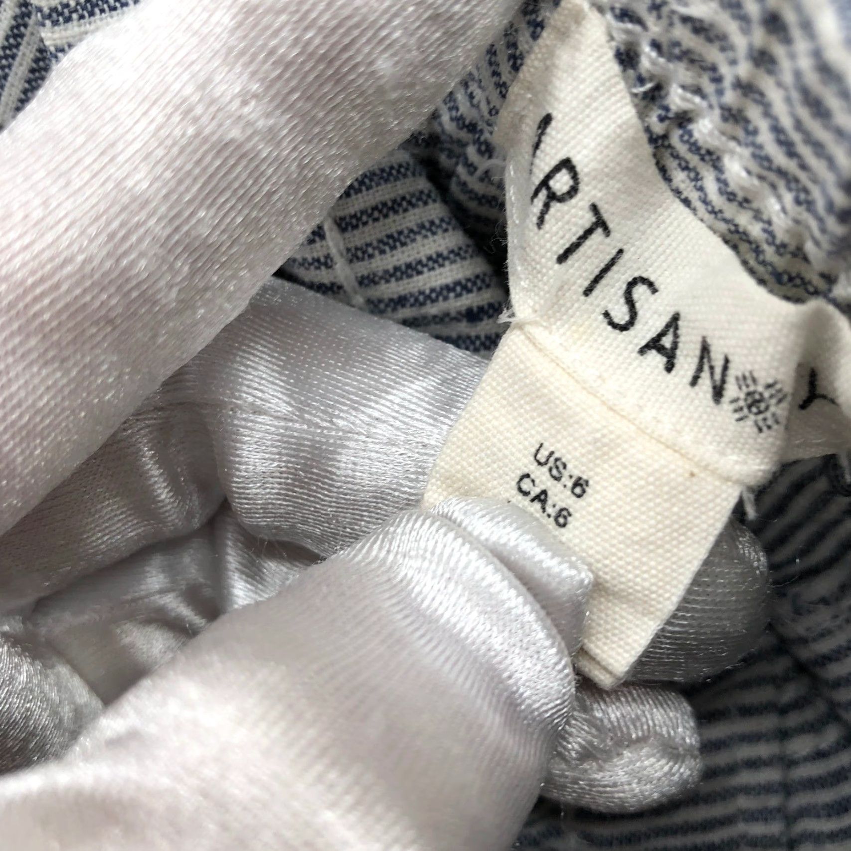 Vintage Artisan NY Cotton Linen Pants Womens 6 Pull On Blue White Stripe Wide Leg Ankle Size 28" / US 6 / IT 42 - 3 Thumbnail