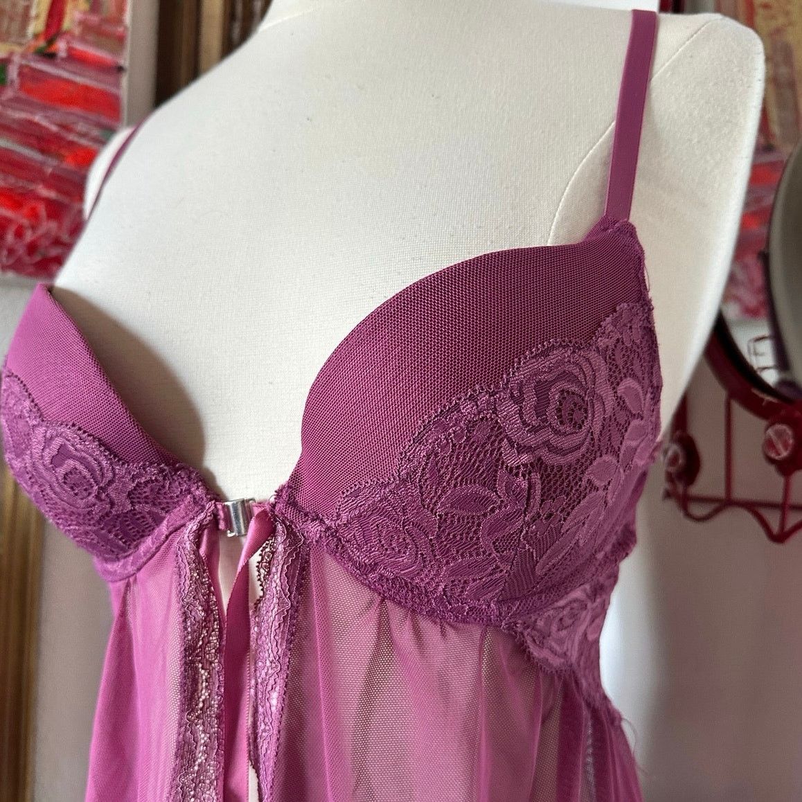 Other no brand purple lace bralette slip top Size S / US 4 / IT 40 - 2 Thumbnail