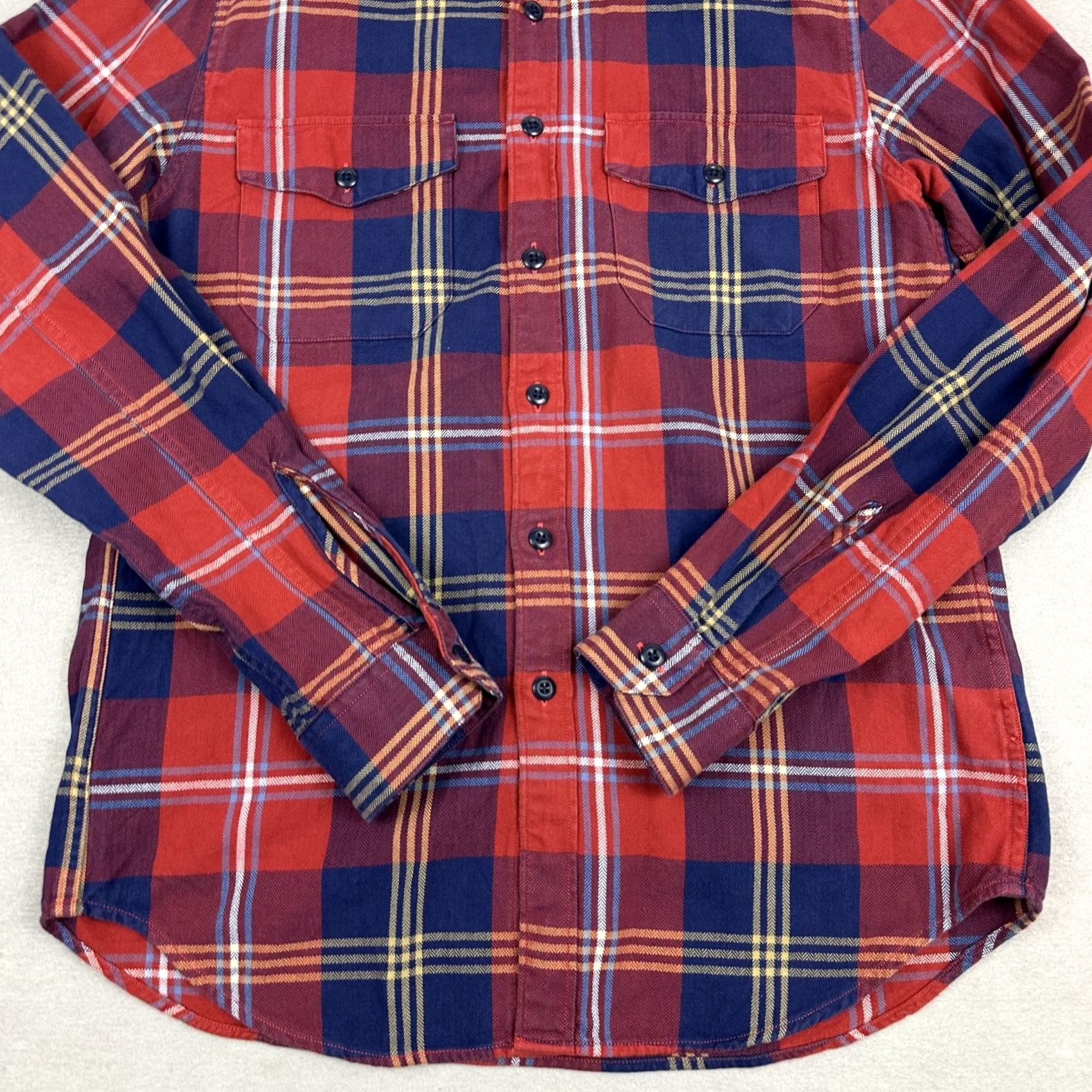J.Crew J. Crew Shirt Men Small Red Blue Plaid Button Up Flap Pockets S Size US S / EU 44-46 / 1 - 3 Thumbnail