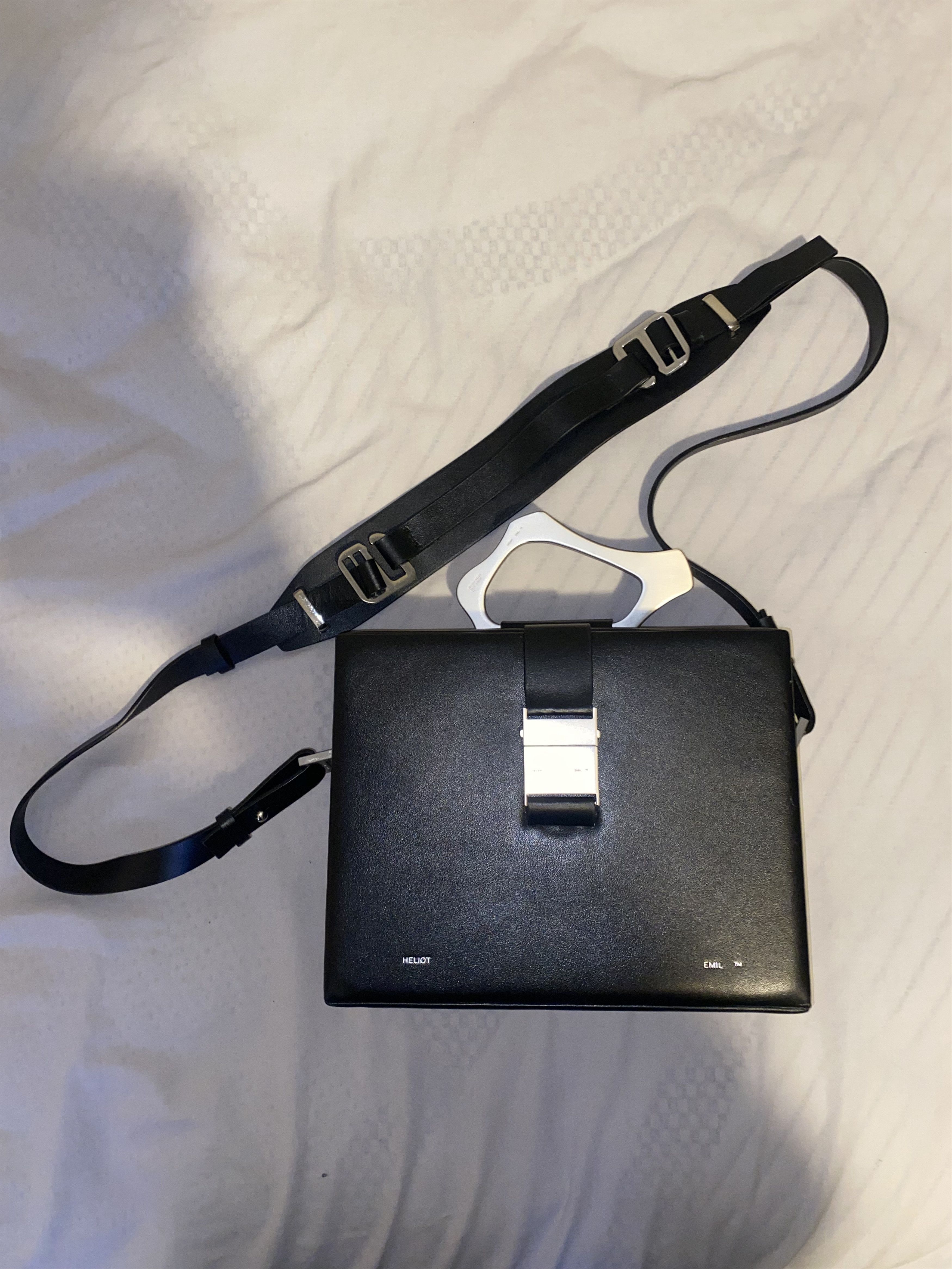 Heliot Emil Solely Large Box Bag in Black, Men's