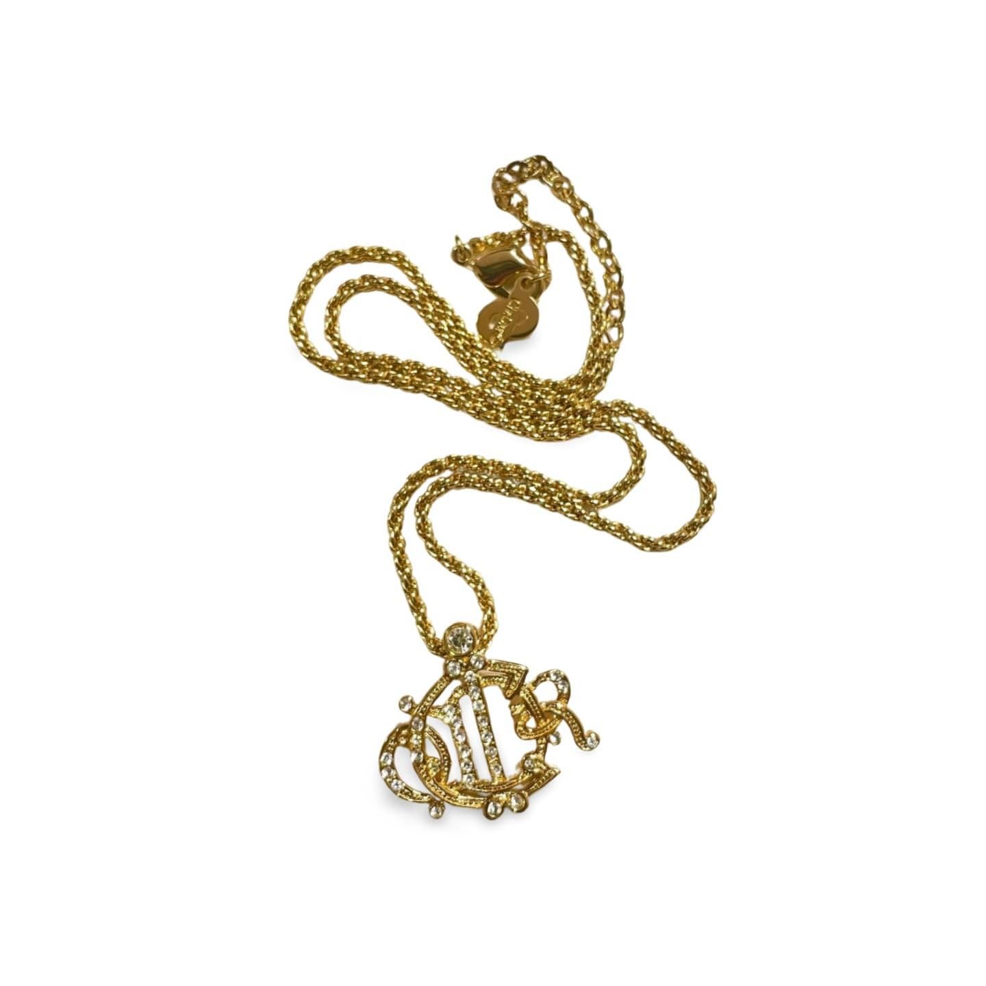 Dior MINT. Vintage Christian Dior golden detailed logo necklace Size ONE SIZE - 10 Thumbnail