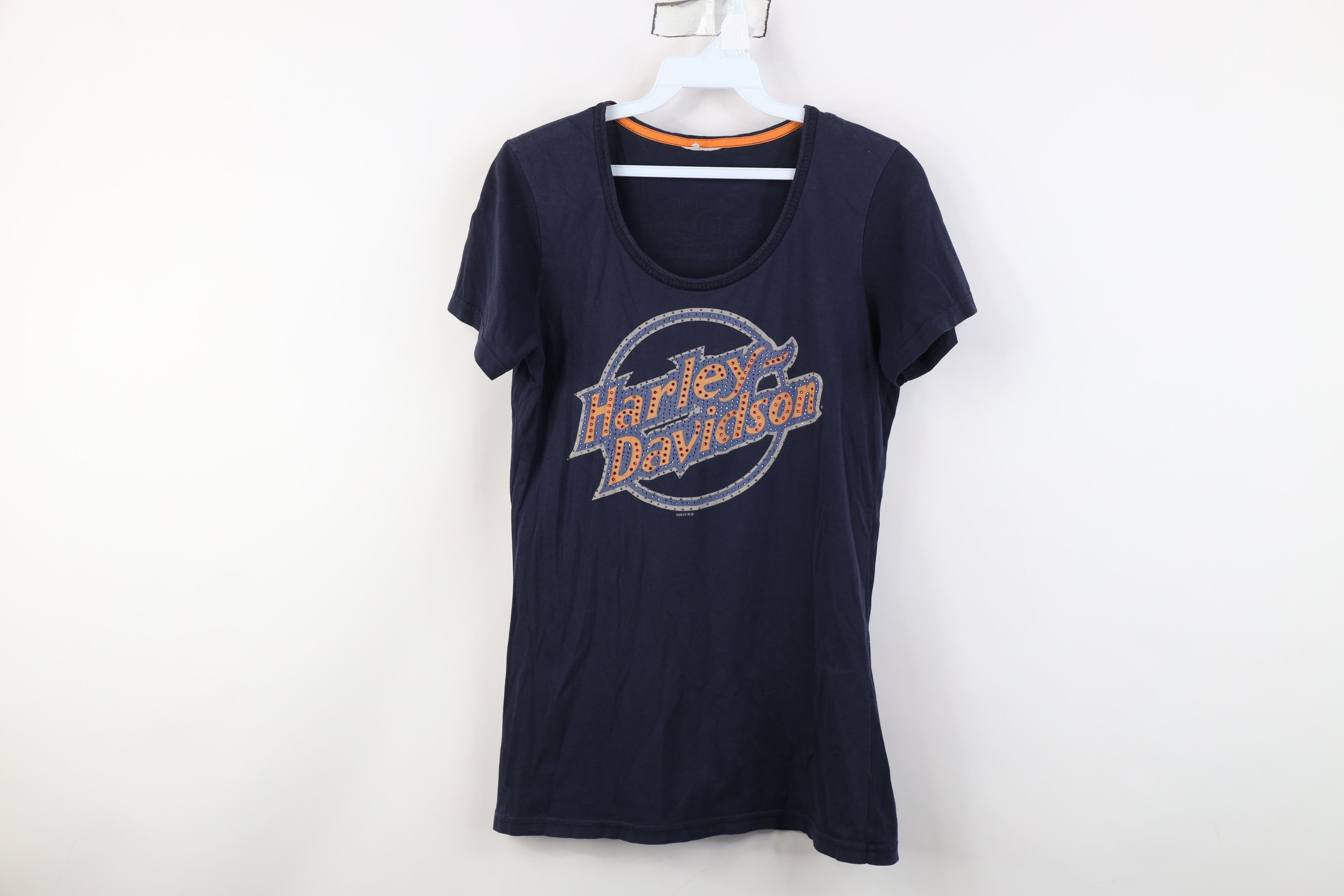Harley Davidson Vintage Y2K Harley Davidson Spell Sequined T-Shirt Navy Blue Size M / US 6-8 / IT 42-44 - 1 Thumbnail