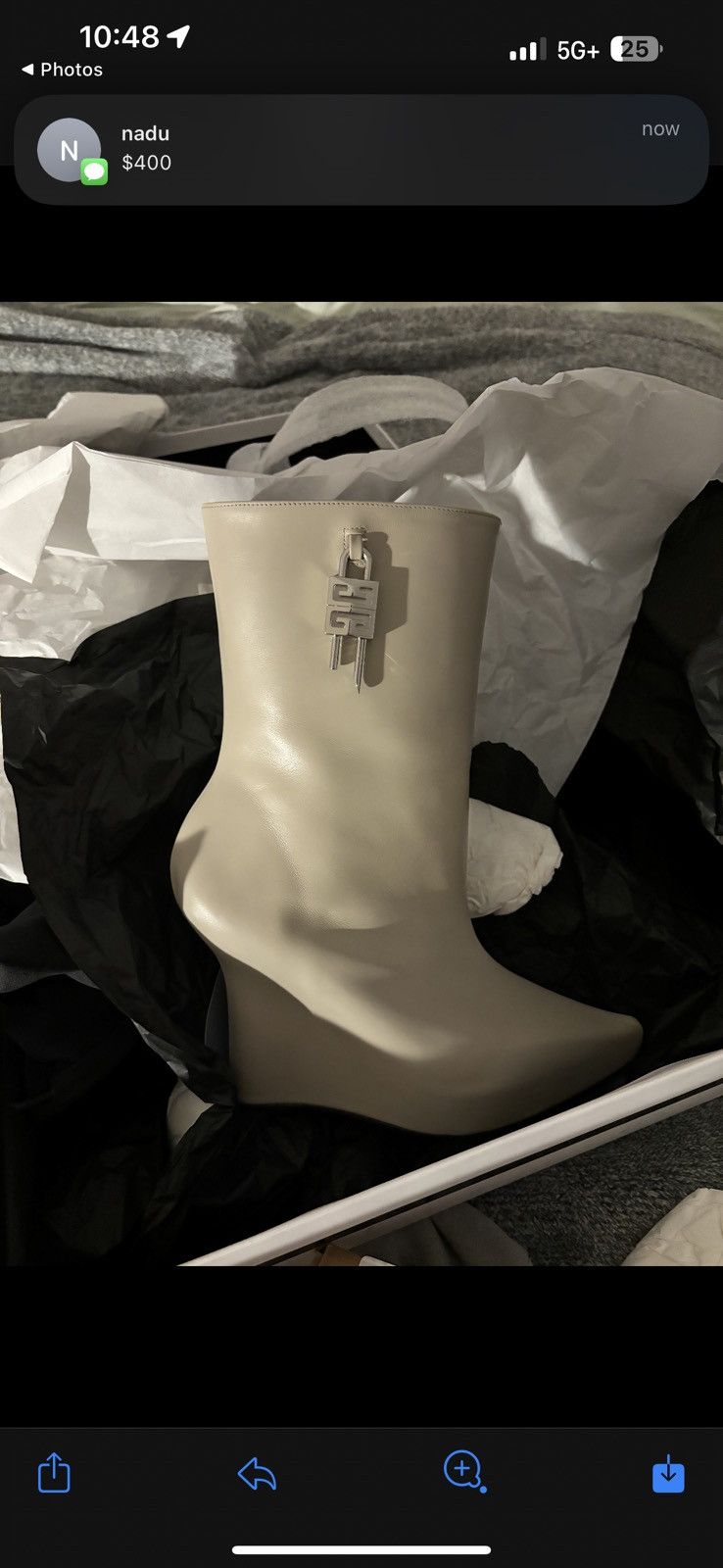 image of Givenchy G Lock Wedge Boot in Cream, Women's (Size 8.5)