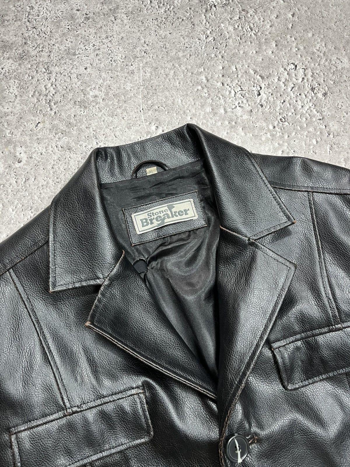Other Vintage Black Faux Leather Jacket XL Button Up 90s Size US XL / EU 56 / 4 - 4 Thumbnail