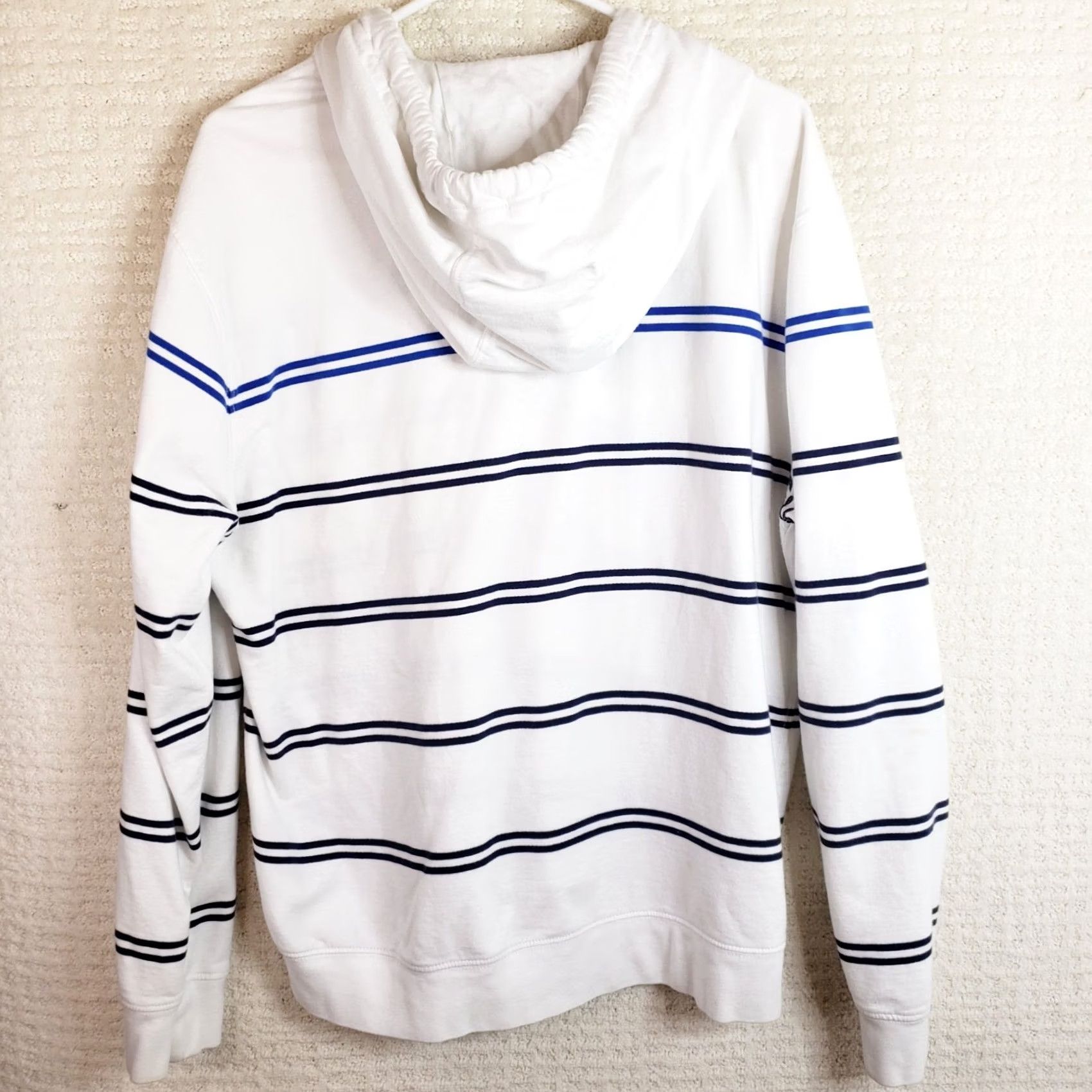 Chaps Chaps Men's L White Blue Navy Striped Cotton Blend Long Sleeve Pullover Hoodie Size US L / EU 52-54 / 3 - 7 Thumbnail