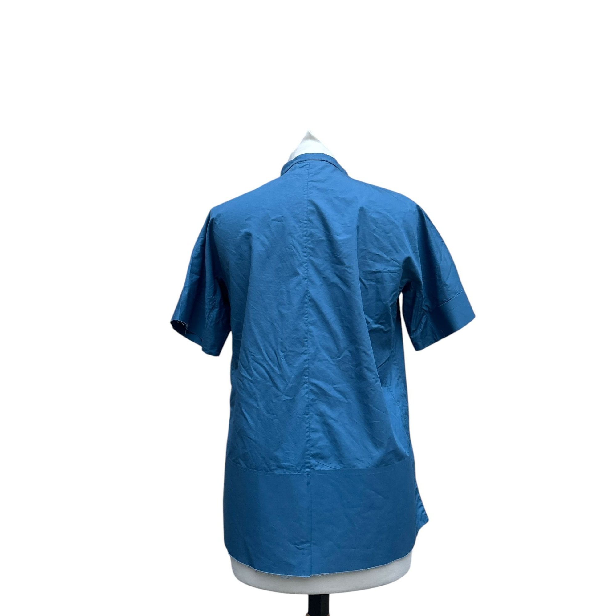 Jil Sander Blue Cotton Short Sleeves Shirt Size S / US 4 / IT 40 - 3 Thumbnail