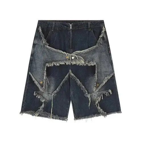 Jean American star patch embroidered cat whisker denim shorts y2k Size US 32 / EU 48 - 1 Thumbnail