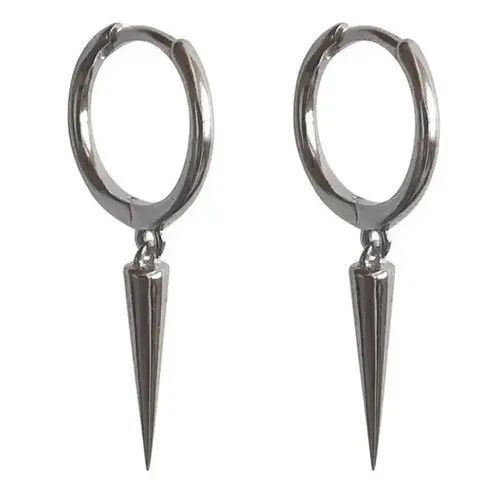 Jewelry × Other 925 Silver Plated Geometry Triangle Cone Earrings for Men Size ONE SIZE - 4 Thumbnail