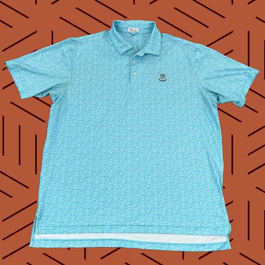 Peter Millar PETER MILLAR Polo Shirt Mens XL Blue Geometric Centenary Park Golf Size US XL / EU 56 / 4 - 1 Thumbnail