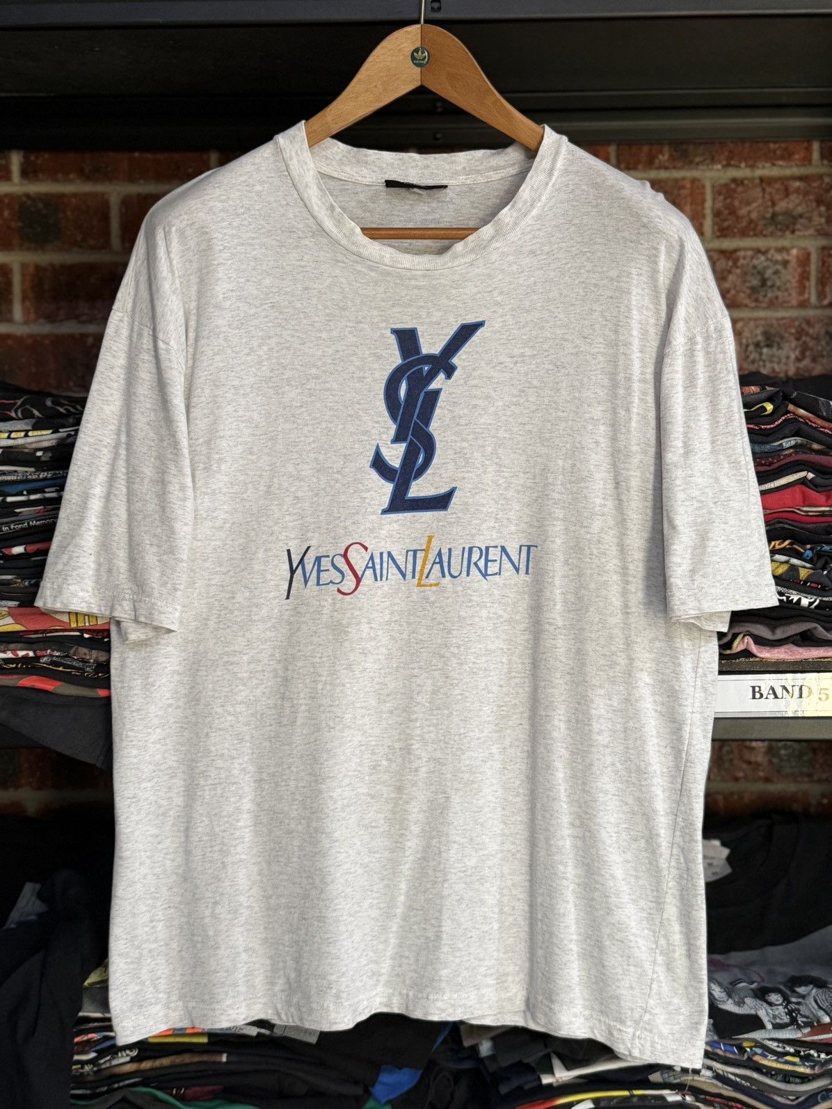 Vintage Vintage Yves Saint Laurent Pour Homme Italy Tee Size US L / EU 52-54 / 3 - 1 Thumbnail