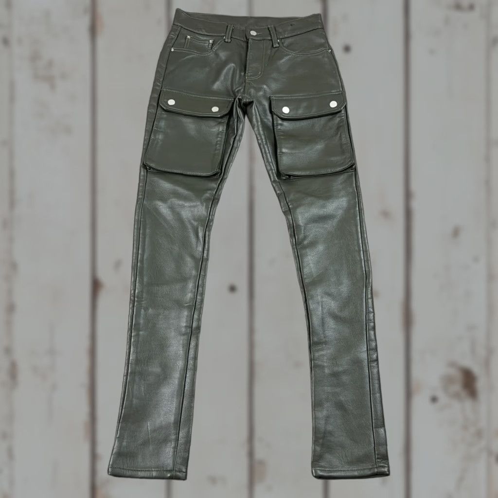 MNML MNML Pants Men 28 Green Cargo Faux Leather Slim Fit Low Rise Button Fly Straight Size US 28 / EU 44 - 1 Thumbnail