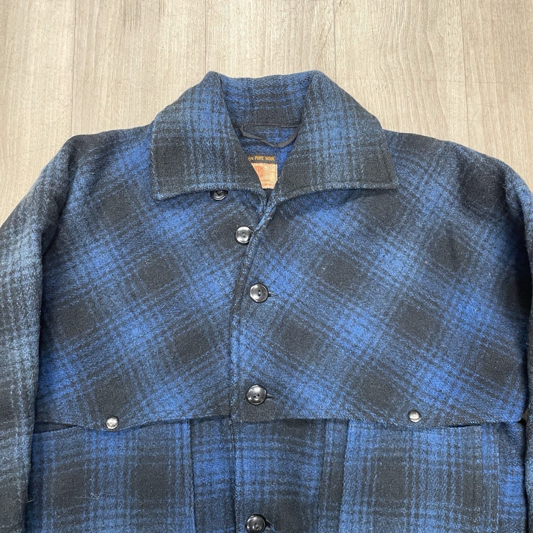 Vintage VINTAGE Hettnick Manufacturing Co. Wool Mackinaw Jacket Mens M Blue Shadow Plaid Cruiser Wool Seattle 30s Size US M / EU 48-50 / 2 - 2 Thumbnail
