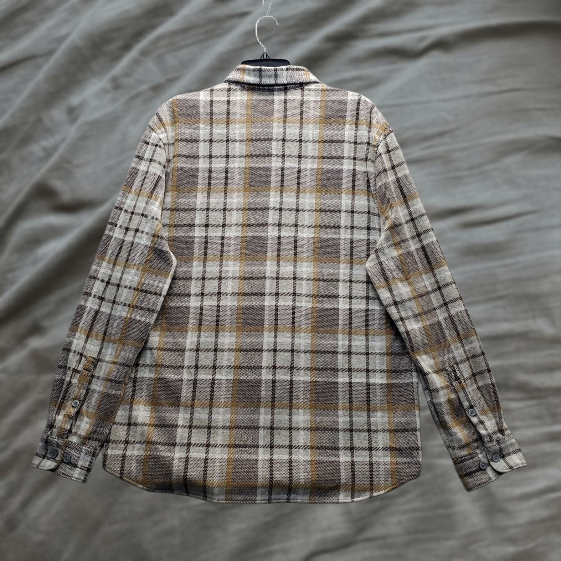 Express Express Flannel Shacket Mens L Multi Plaid Chest Pocket Button Up Size US L / EU 52-54 / 3 - 1 Thumbnail