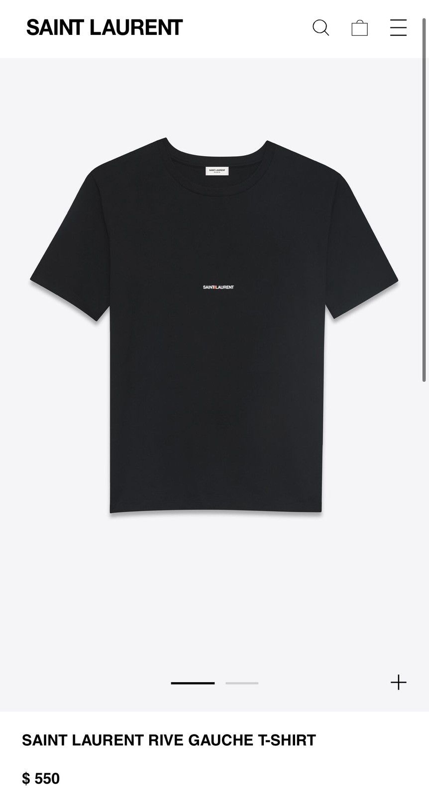Saint Laurent Paris $550 Saint Laurent Rive Gauche black logo t shirt M Size US M / EU 48-50 / 2 - 1 Thumbnail