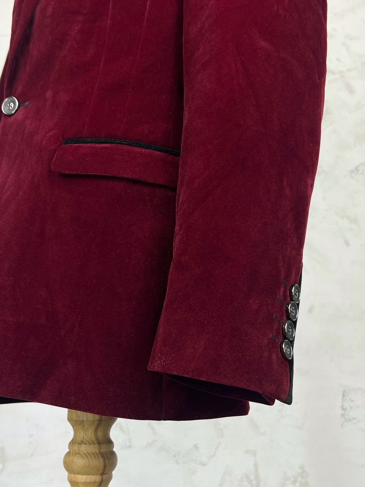 Vintage Marc Darcy London Red Velours Blazer Jacket Size S 34S Size 34S - 7 Thumbnail