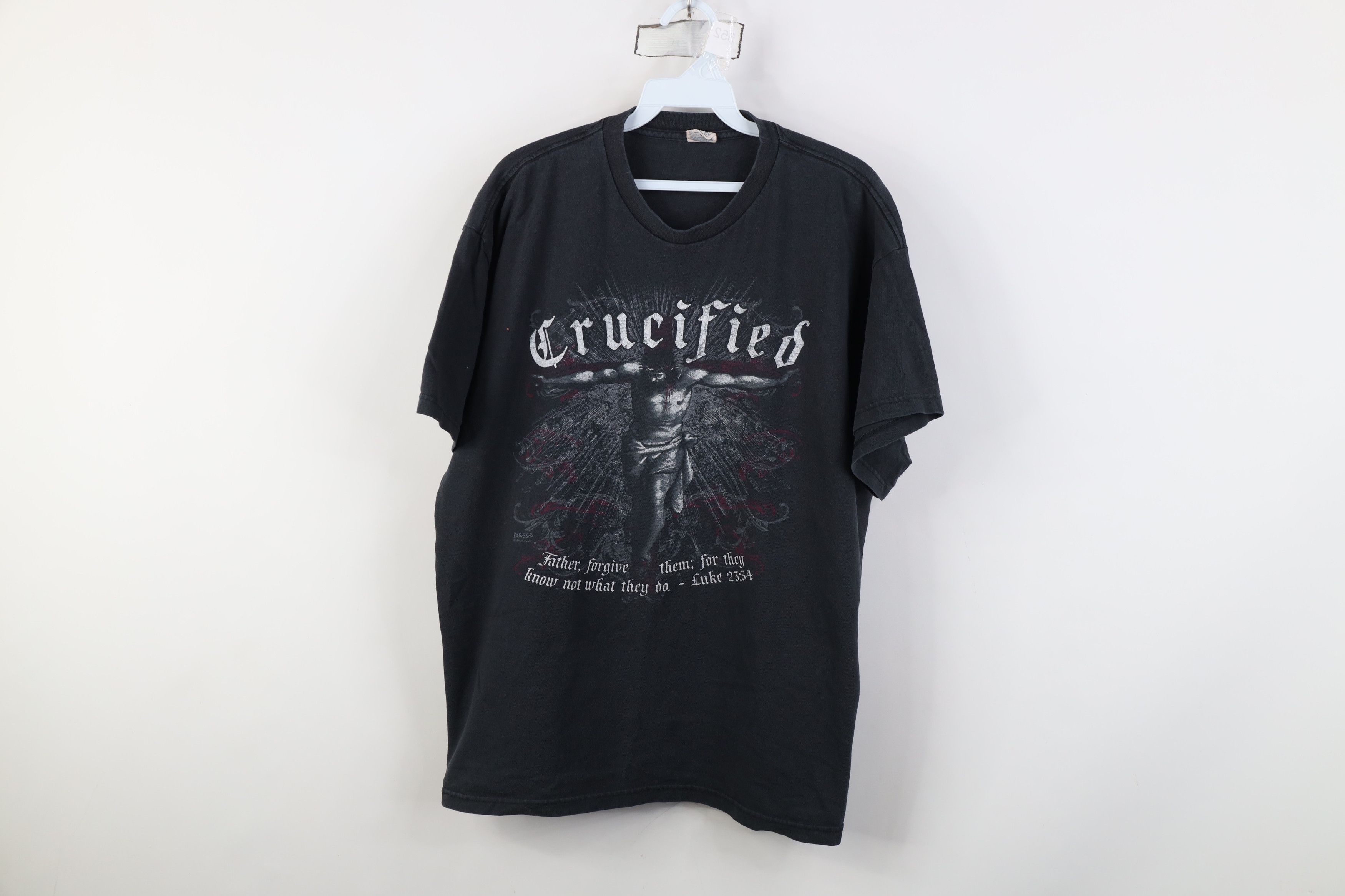 Vintage Vintage Y2K Jesus Christian Cross T-Shirt Black Cotton Size US XL / EU 56 / 4 - 1 Thumbnail