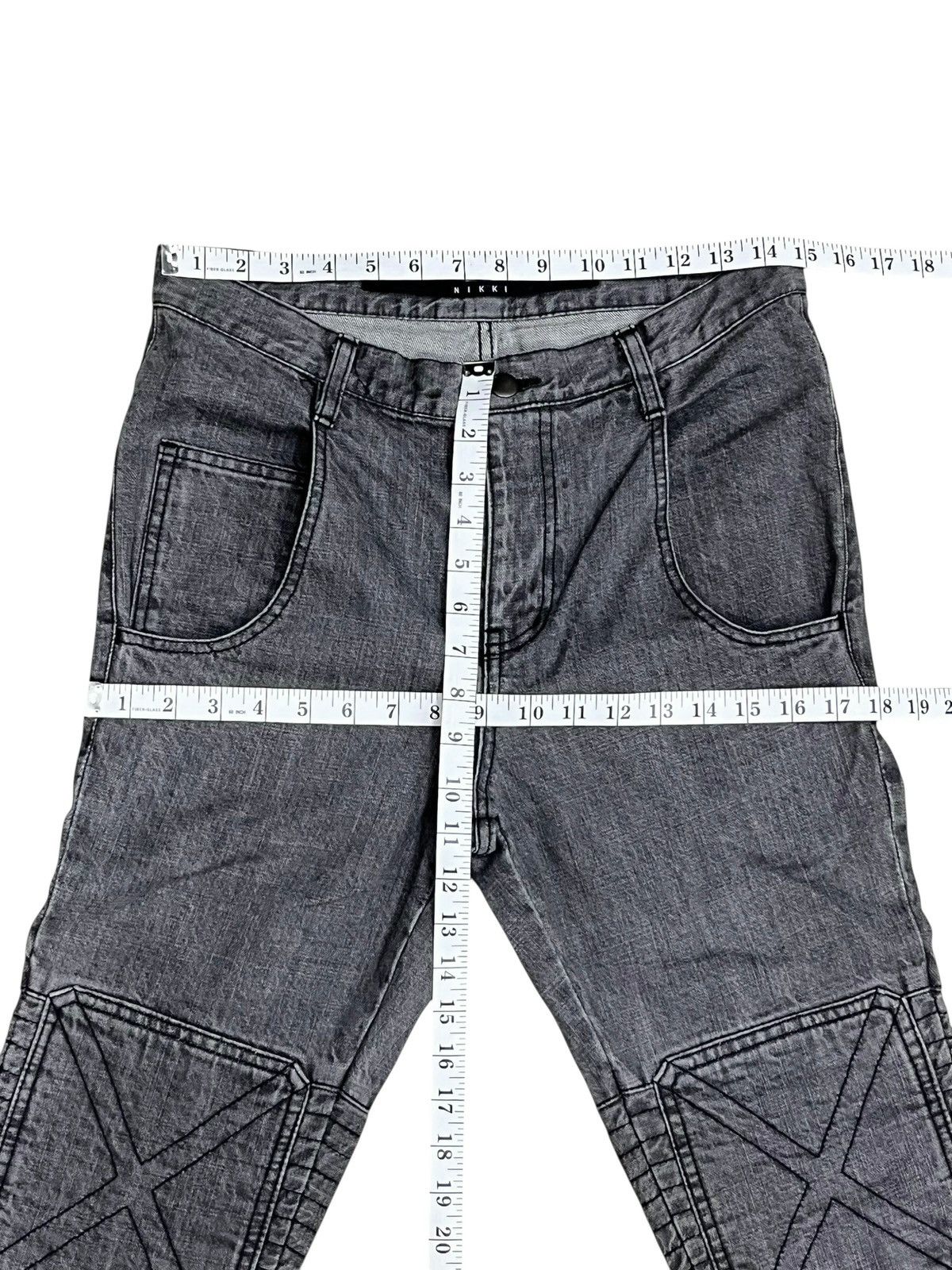 Niki Archival NIKKI Japan Heavy Cross-Stitch Moto Biker Denim Y2K Size US 29 - 11 Thumbnail