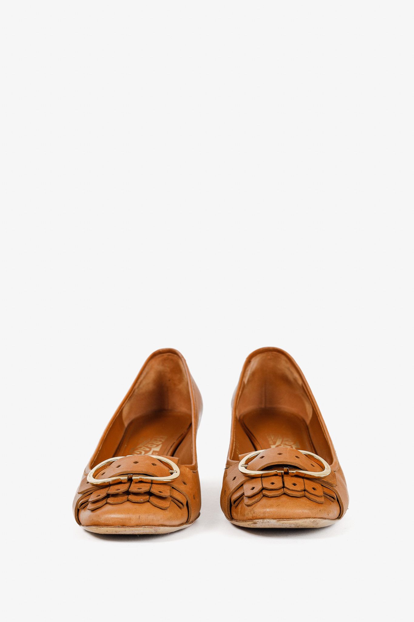 Salvatore Ferragamo Salvatore Ferragamo Elga Leather Fringe Gancini-Buckle Pumps Size US 8 / IT 38 - 2 Thumbnail