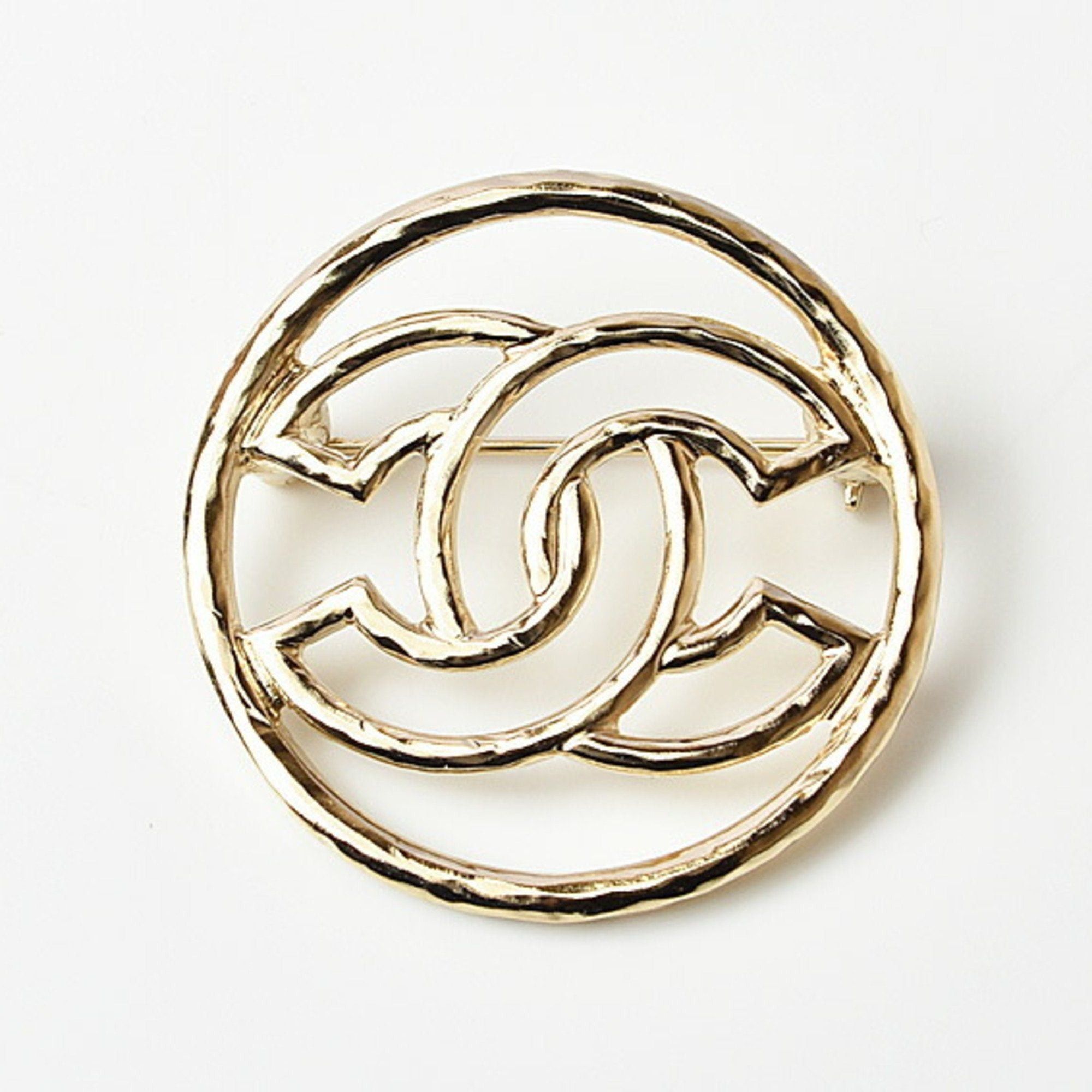 image of Chanel Brooch Pin Circle Coco Mark Cc Gold, Women's