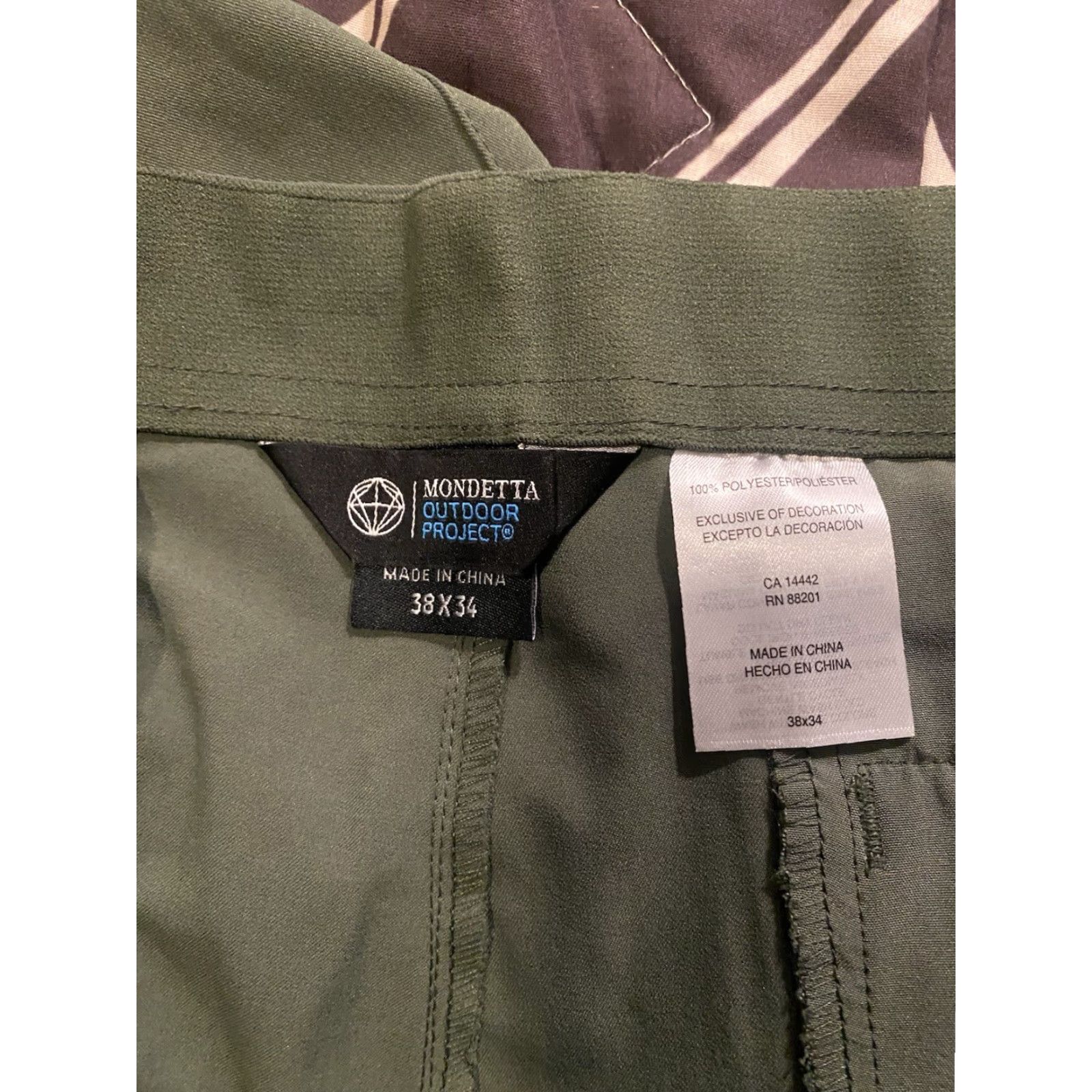 Vintage Mondetta Chino Pants Men Regular 38x34 Green Stretch Flat Front Leg Straight NWT Outdoor Project Size US 38 / EU 54 - 5 Thumbnail