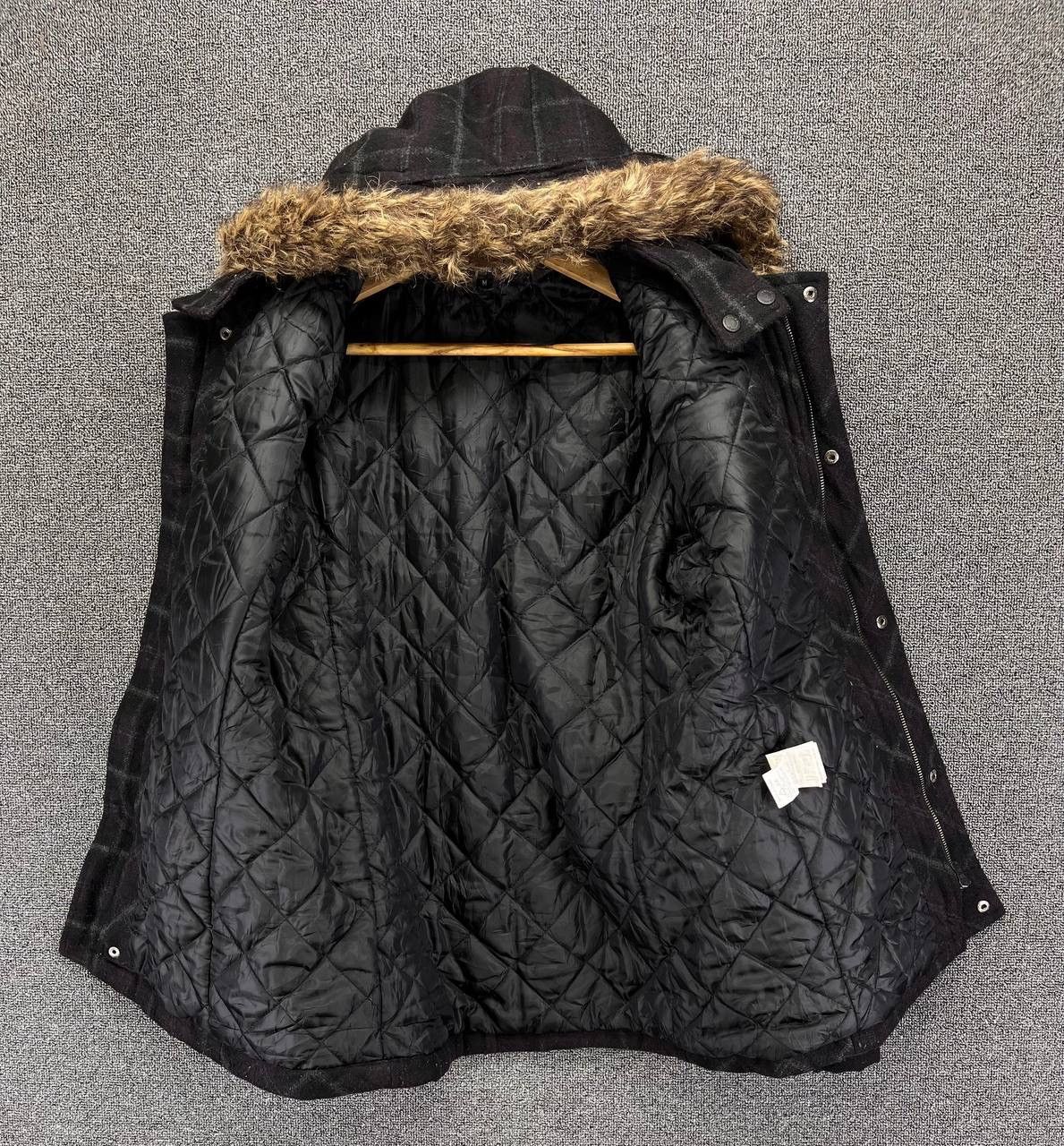 In The Attic Vintage In The Attic Fur Hoodie Shadow Plaid Wool Jacket Size M / US 6-8 / IT 42-44 - 6 Thumbnail
